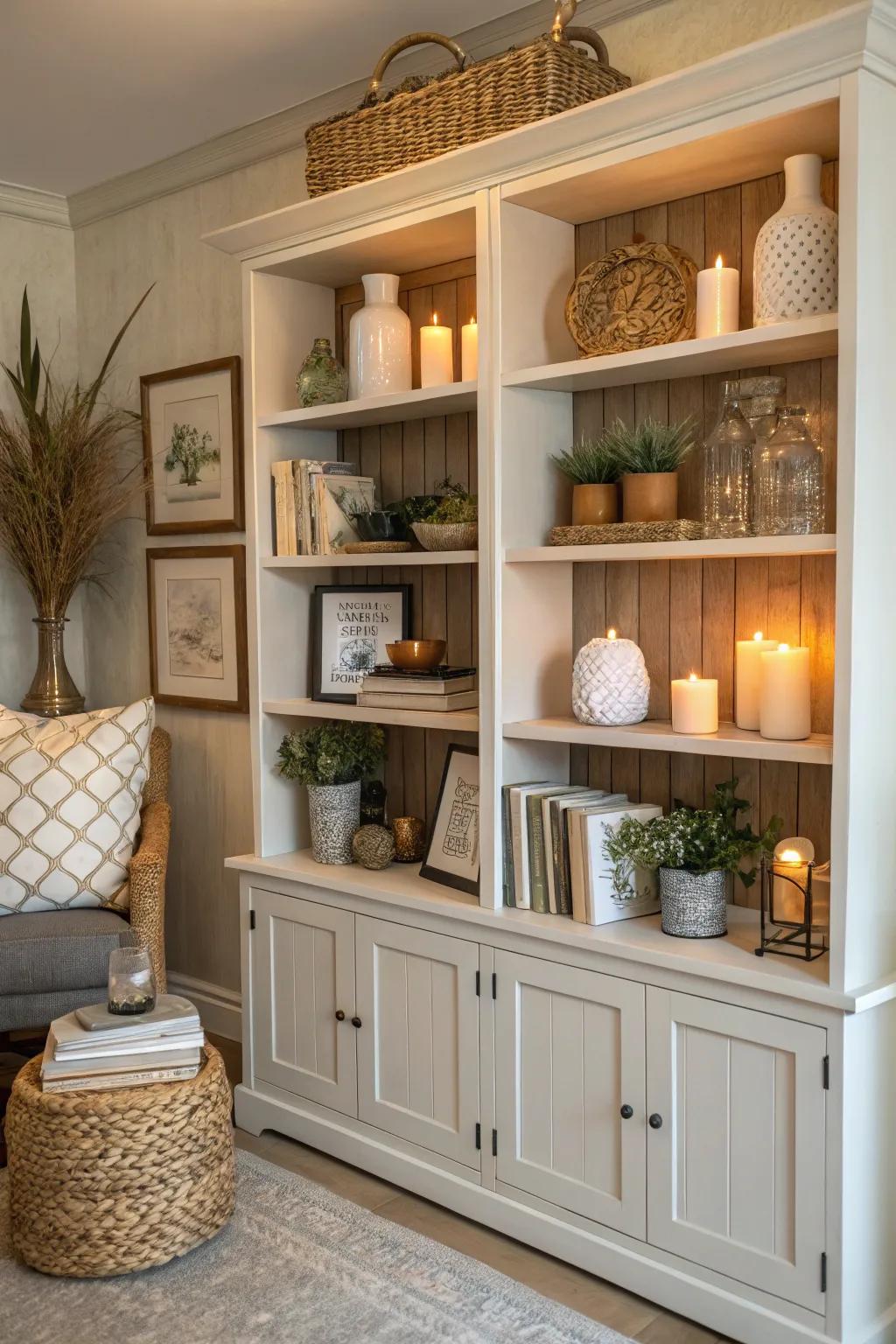 Accessible shelving provides a relaxed and approachable display.