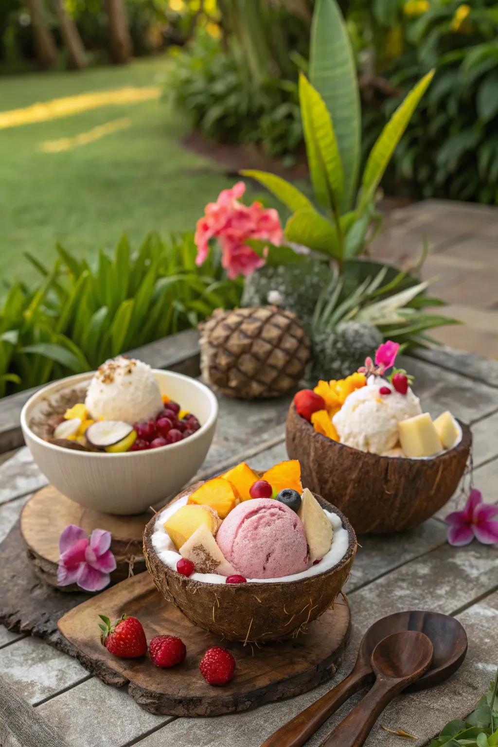 A tropical ice cream hideaway that transports guests to a beach paradise.