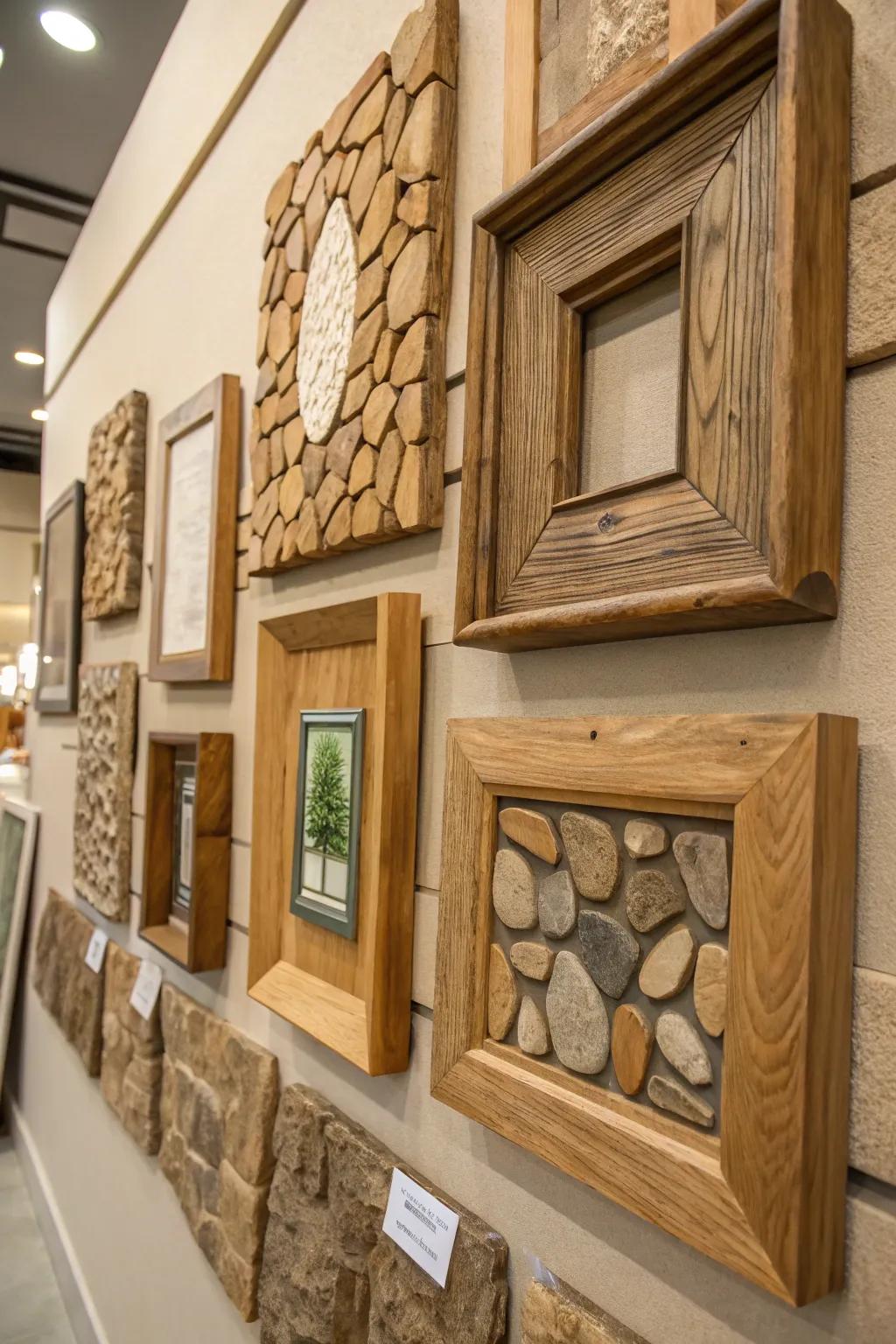 Nature-inspired frames create an earthy feel.