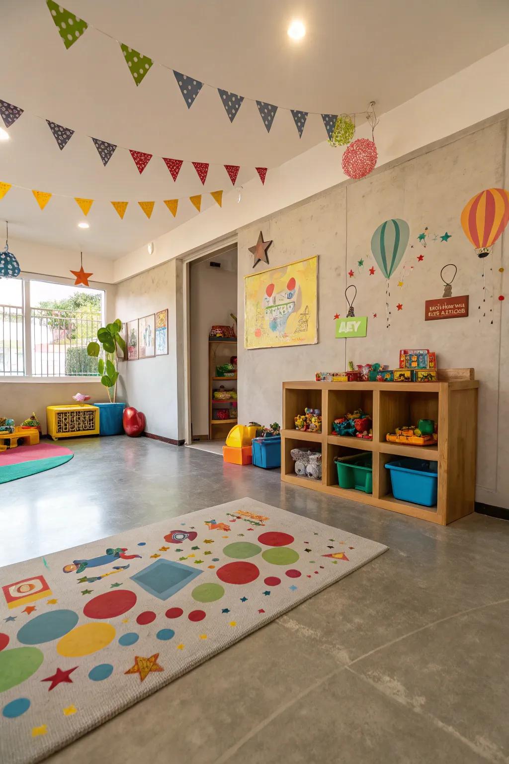 Painted concrete floors are fun and expressive.