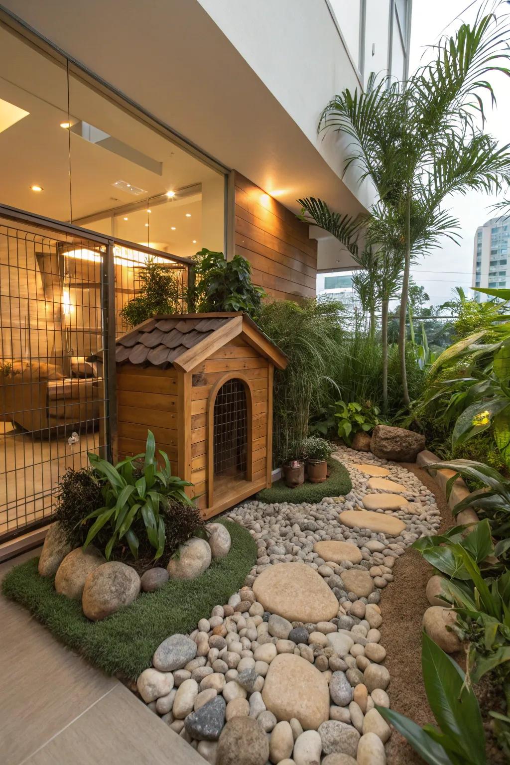 Nature indoors: a dog house that captures the essence of the outdoors.