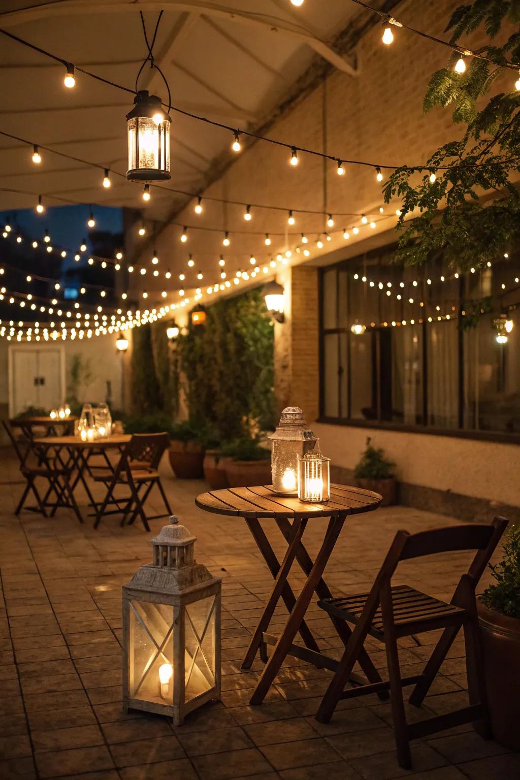 Ambient lighting enhances the mood of your indoor patio.