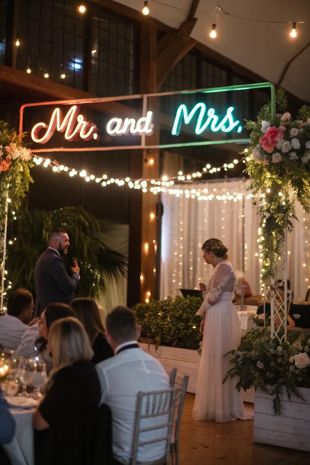 Gas-filled tube signs infuse a personalized and modern detail.