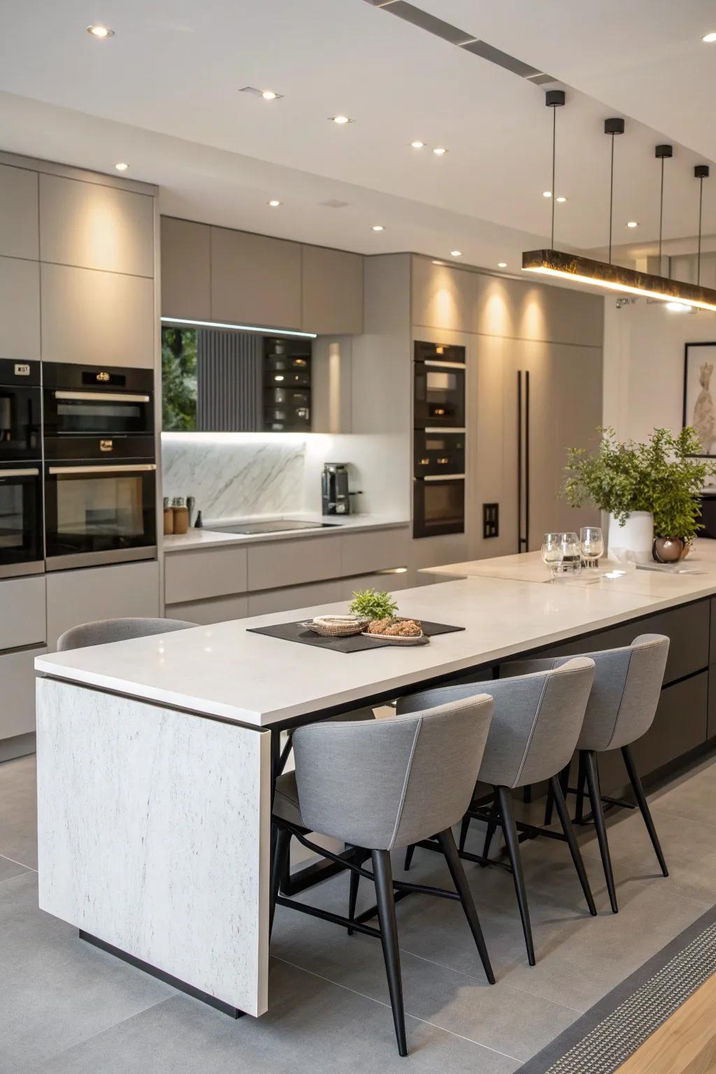 Built-in machines craft a seamless kitchen layout.