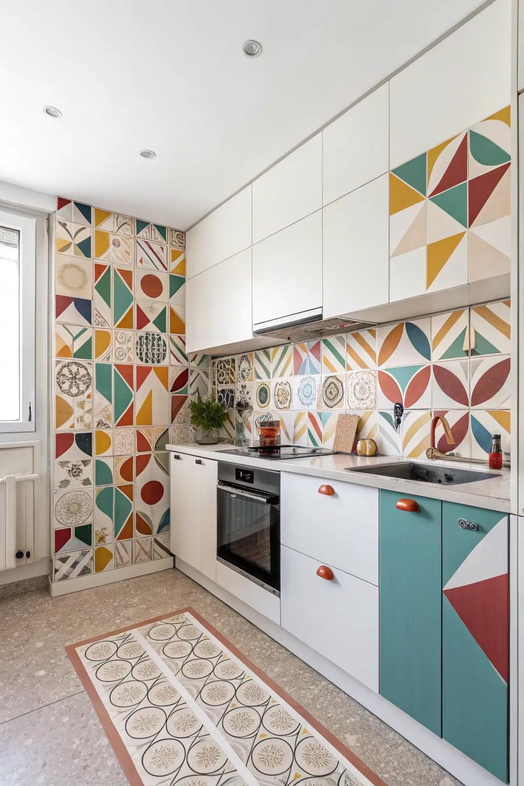 Geometric patterns inject a playful and modern flair.