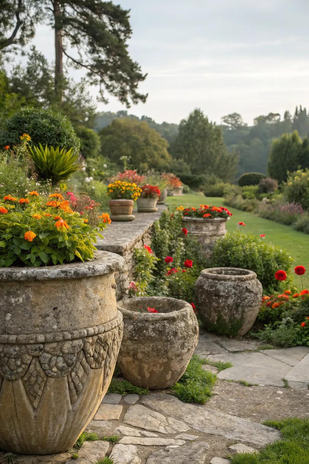 Add elegance with inherent rock containers.