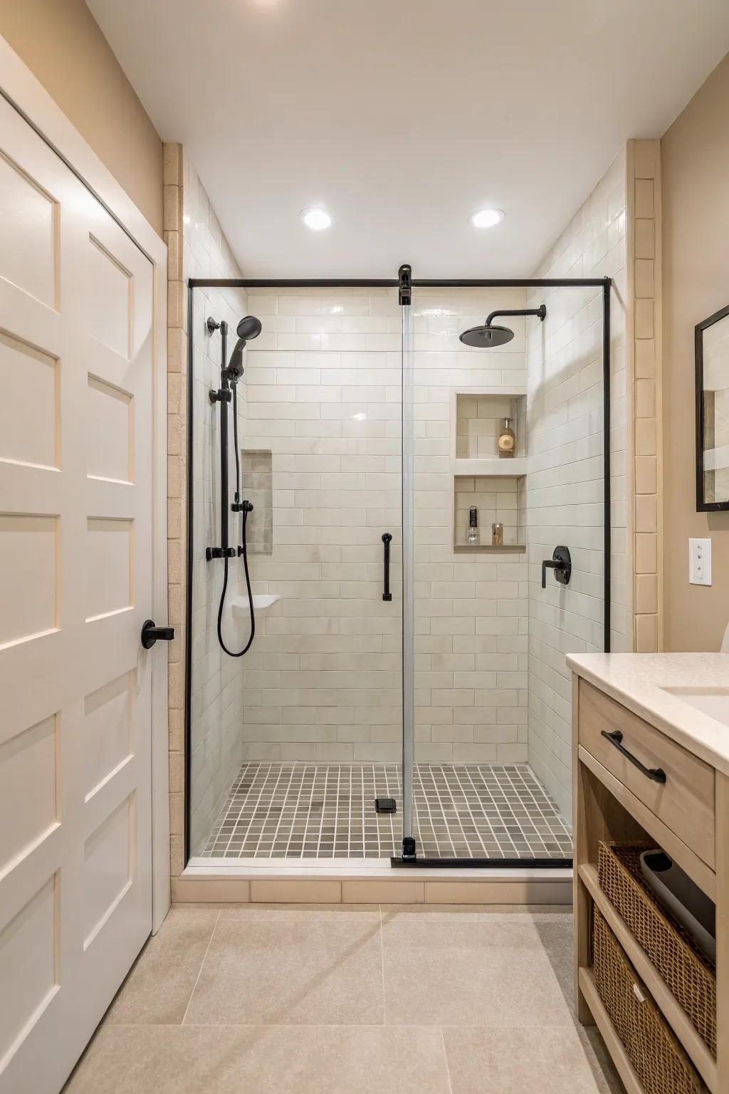Little design makes a calm, simple shower.