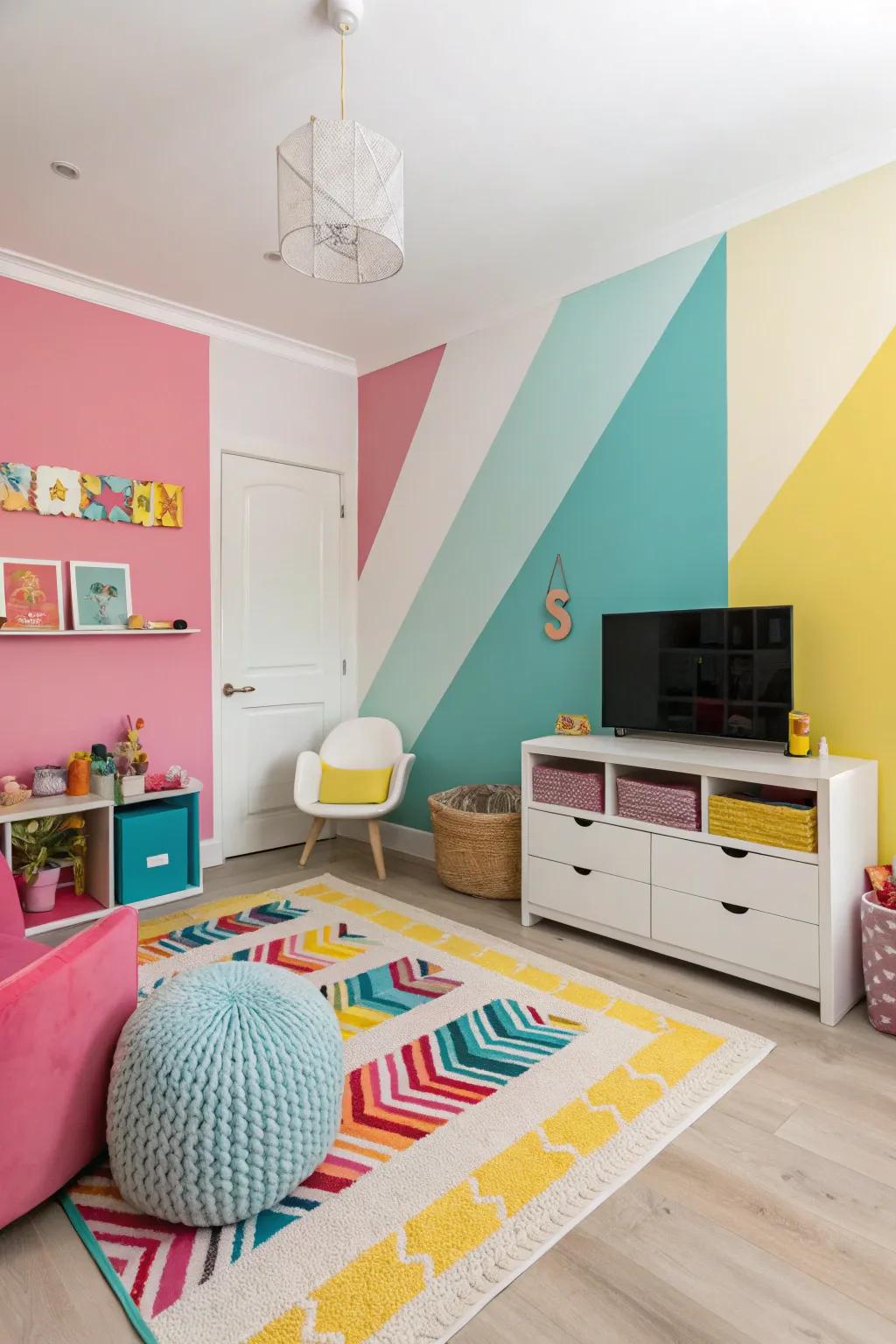 Striking color panels adding contemporary flair and vitality.