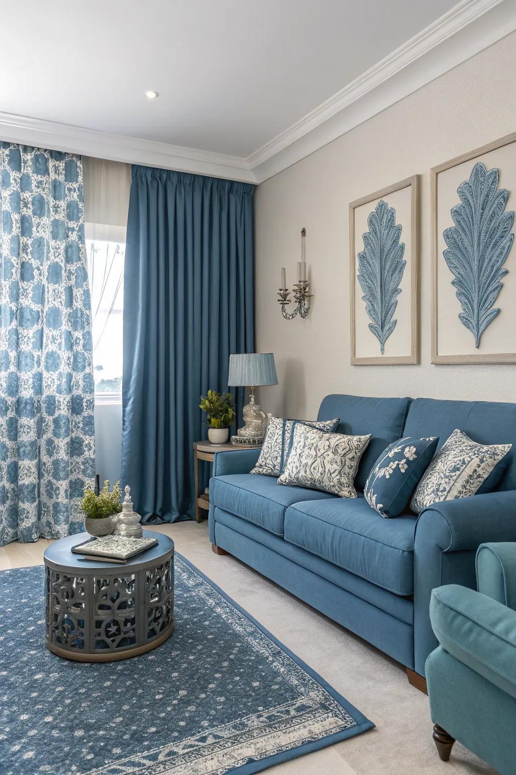 Monochromatic ranges offer a striking and durable parlor look.