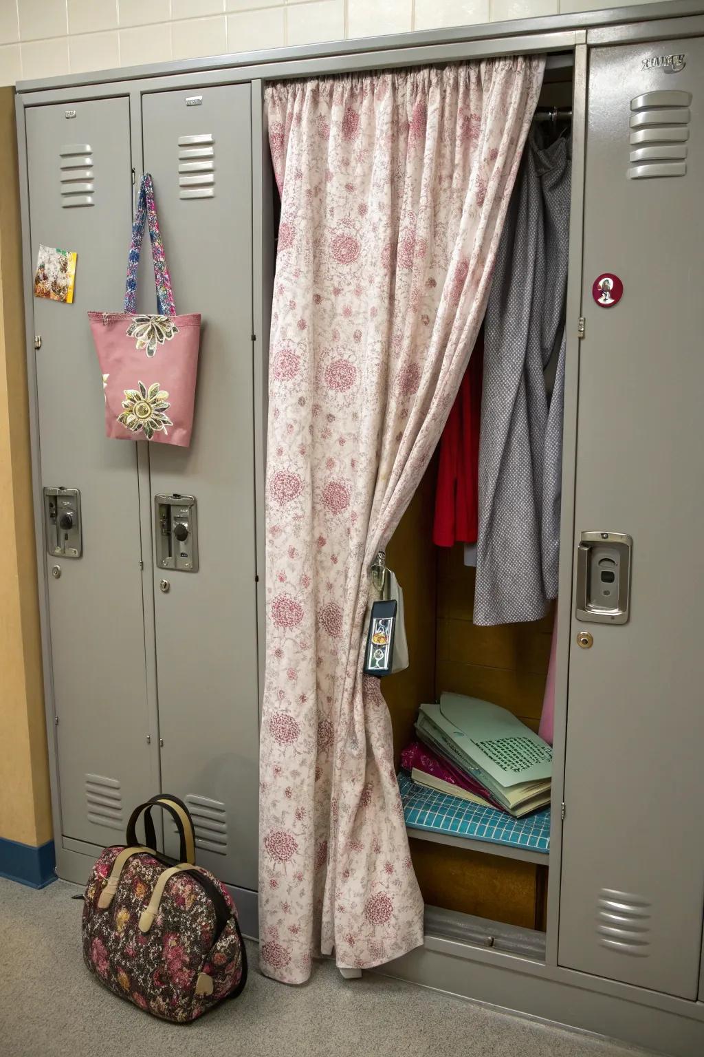 Add privacy with locker fabrics.
