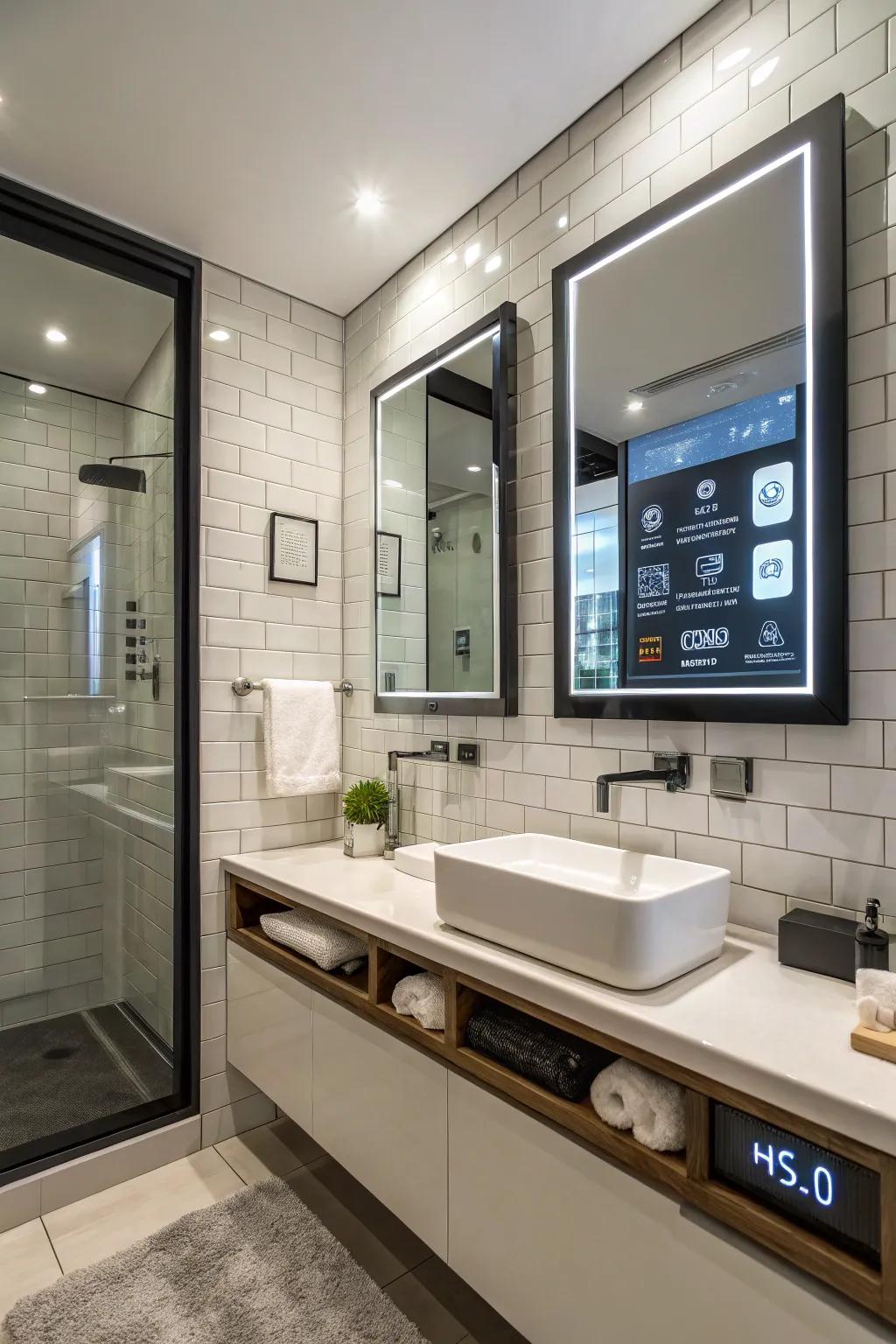 Hi-tech innovations in a modern, deluxe bathroom.
