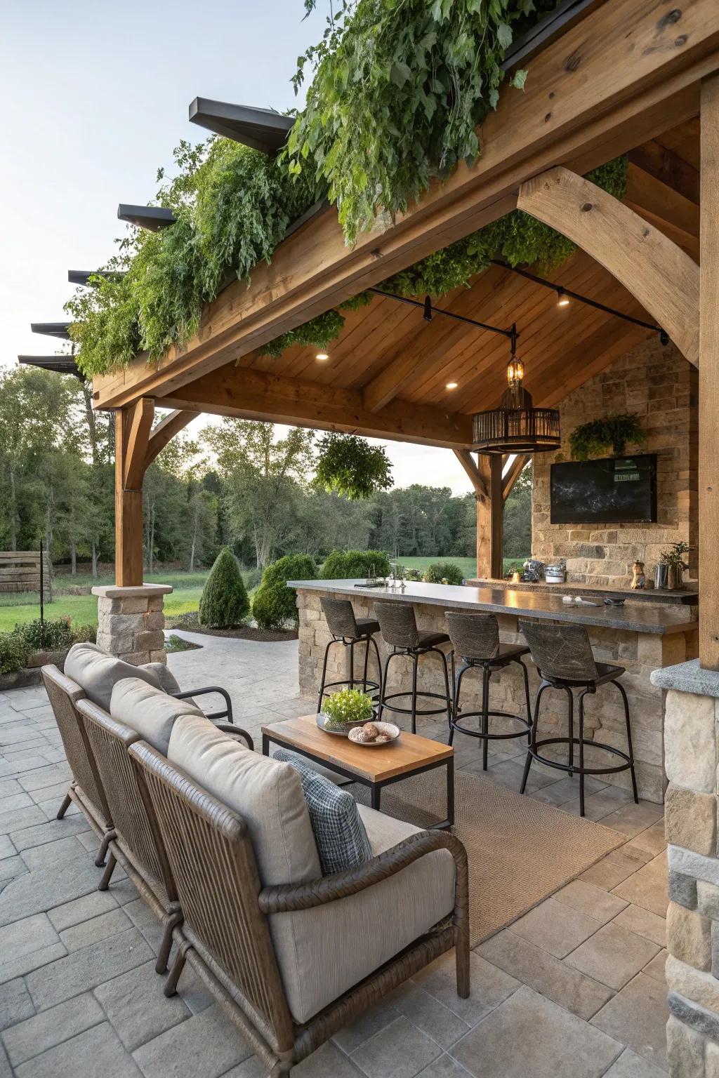 Enjoy nature with an outdoor retreat in your man cave.