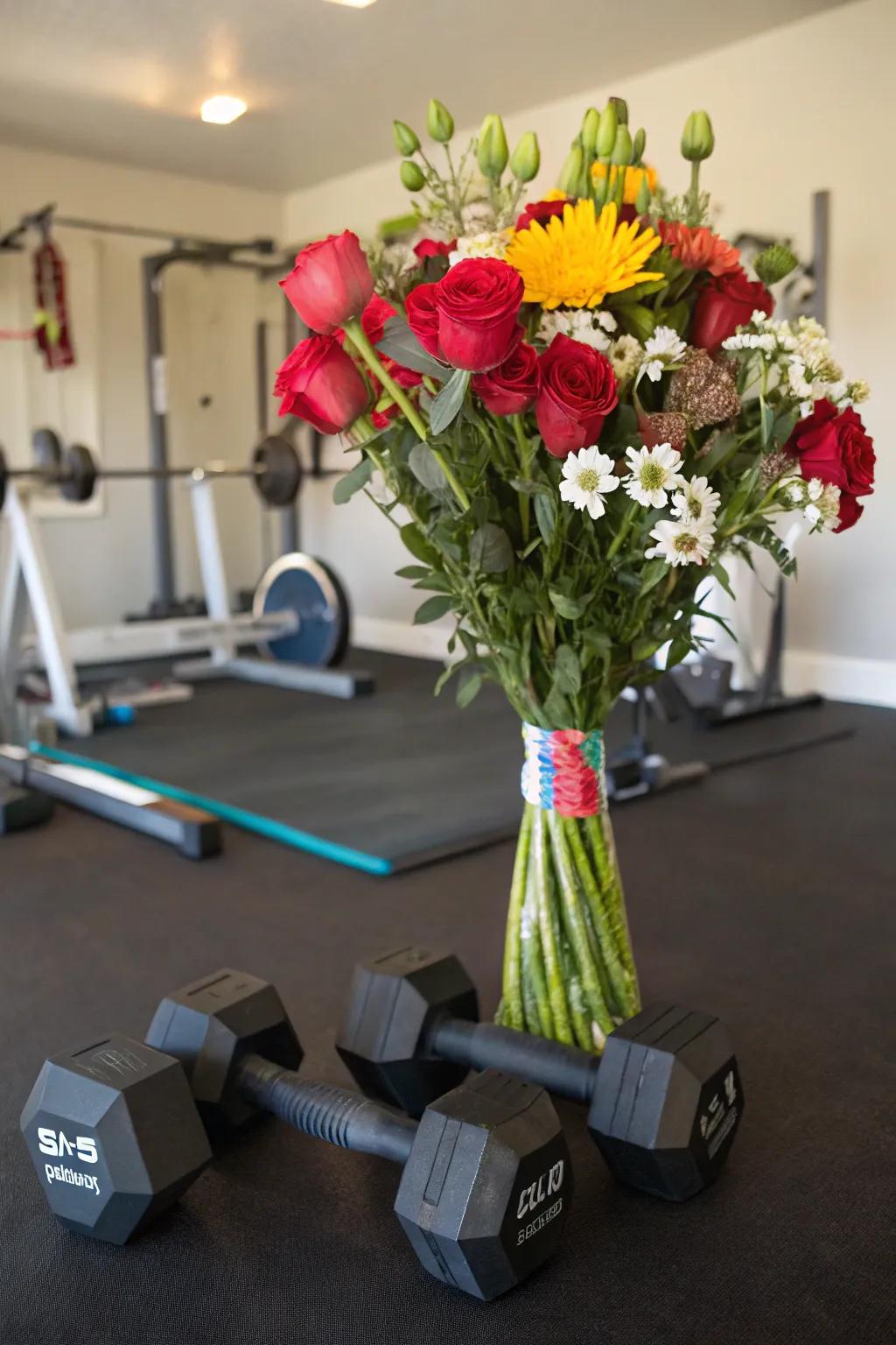 Fitness fanatic bouquet, ideal for the active individual.