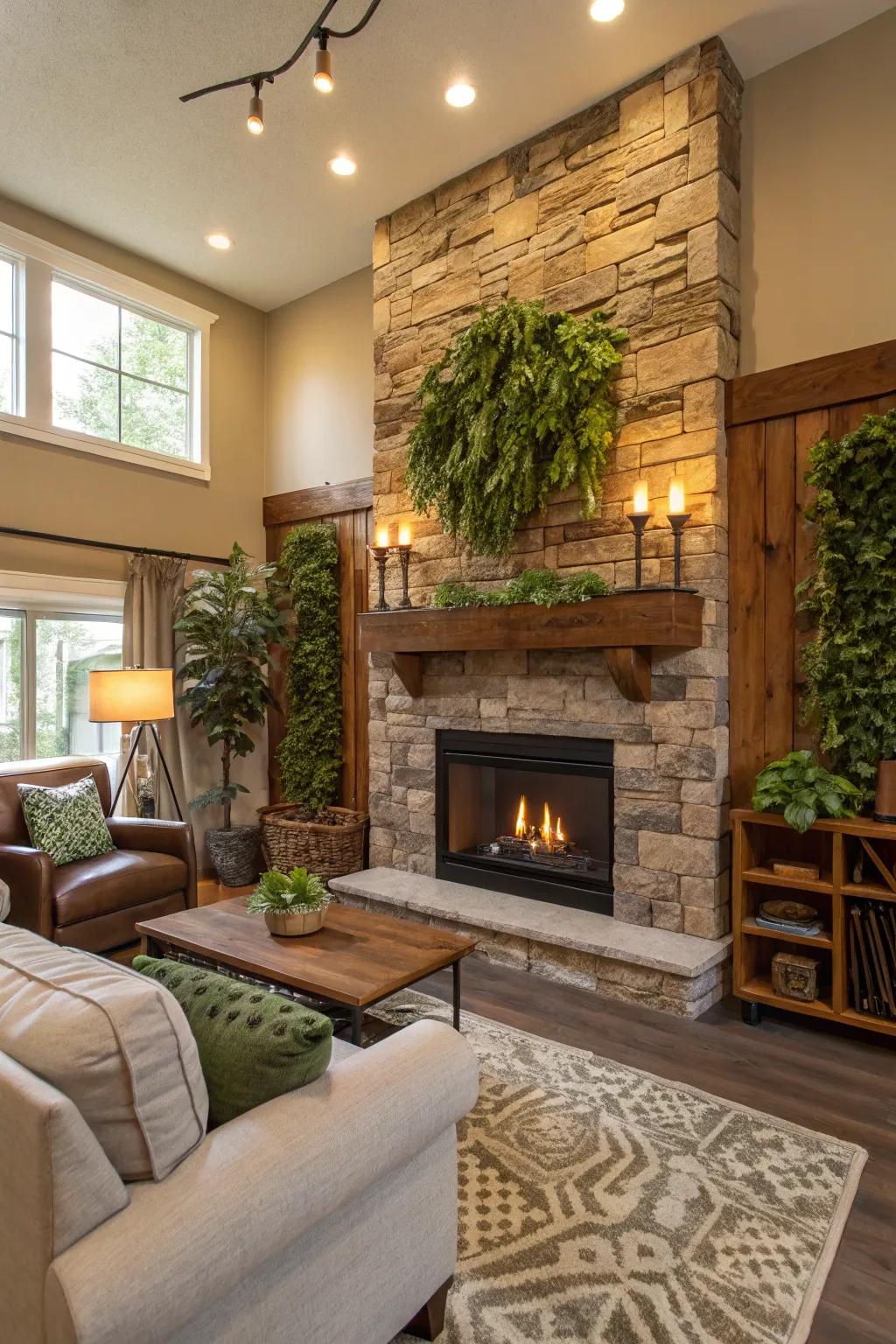 Eco-conscious elements create a stylish and sustainable space.