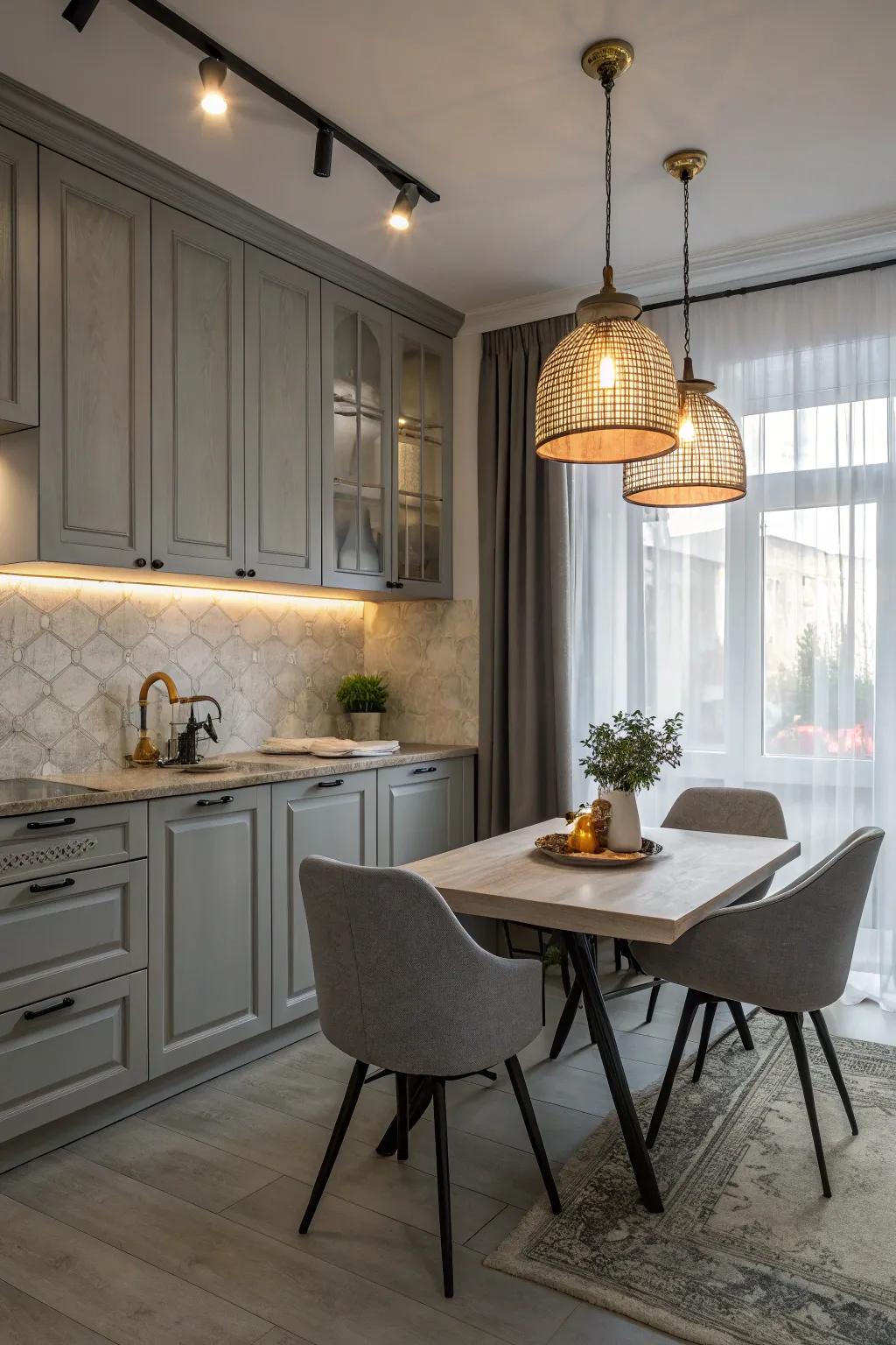 Add warmth to your cooking space through soft lighting.