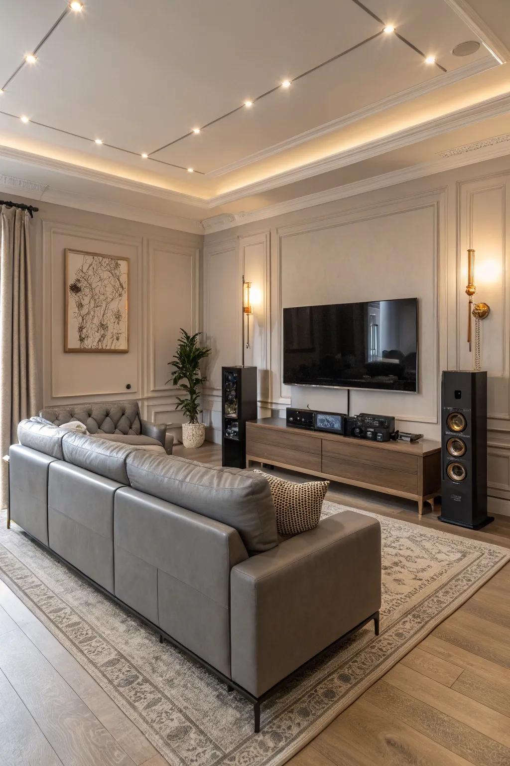 Smart technology seamlessly integrated into a stylish contemporary living room.