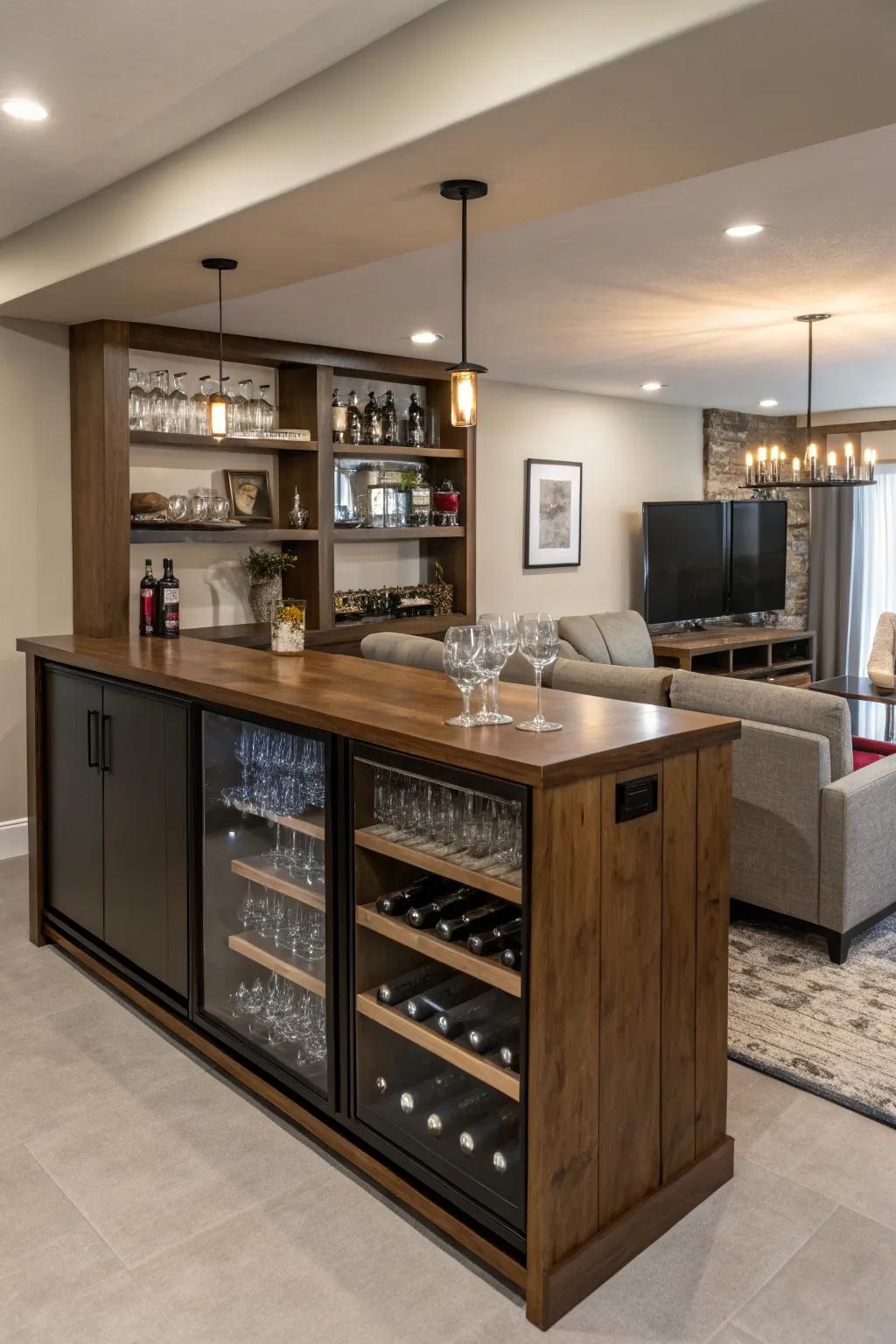 A sophisticated home beverage station enhancing entertaining areas.