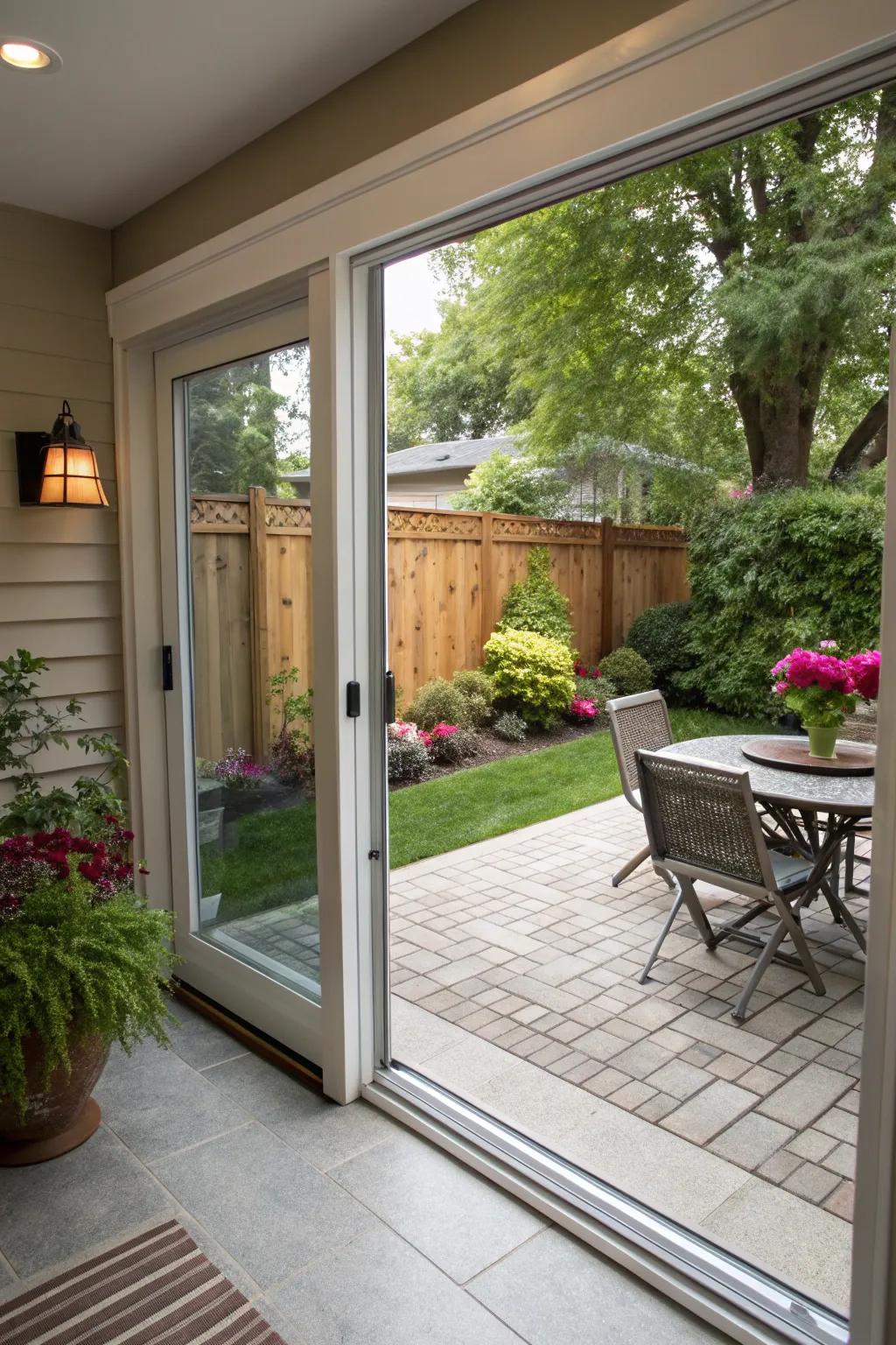 Recessed entrances maximizing space in compact areas.