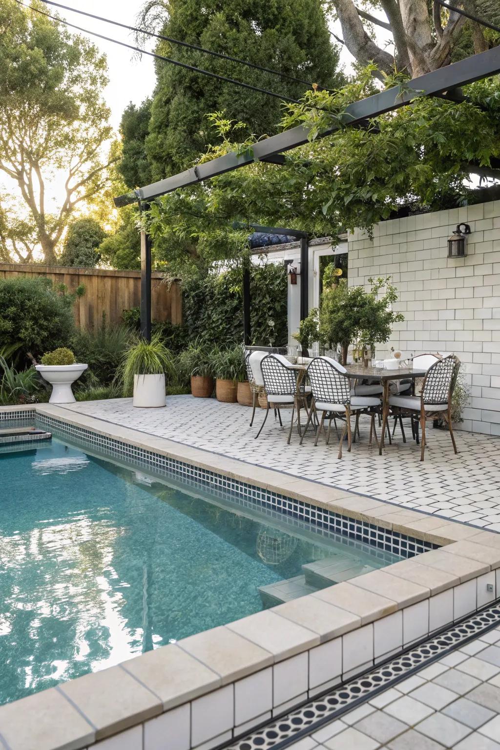 School tiles give a lasting, easy pool style.