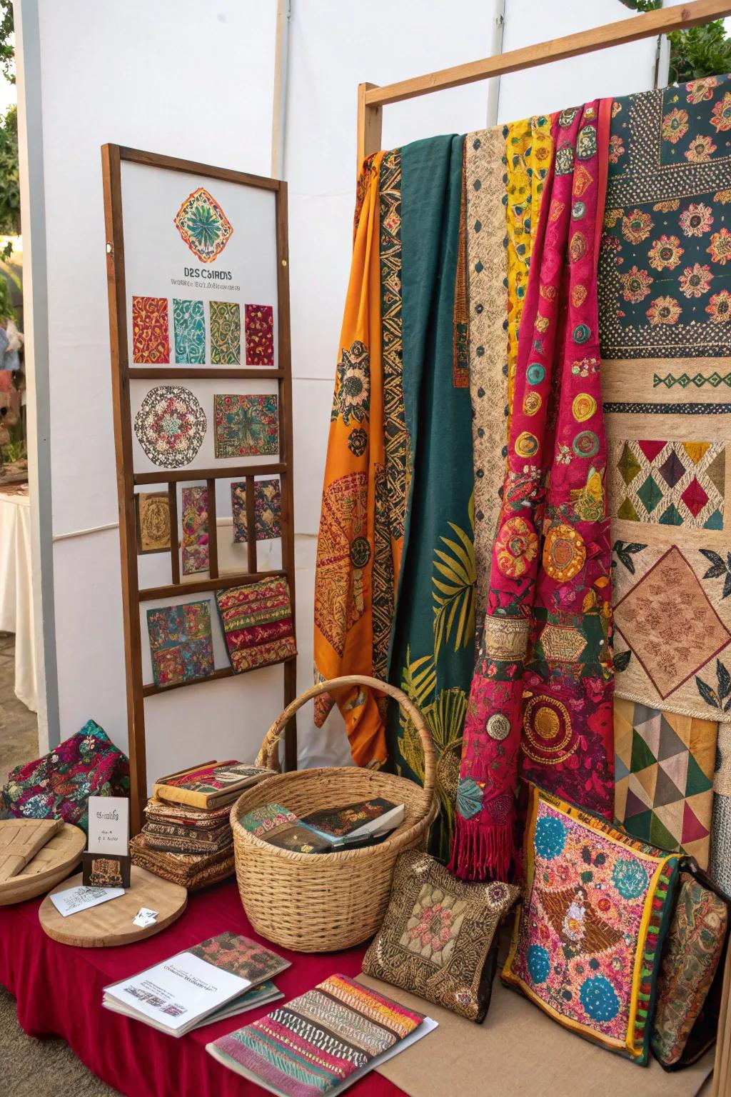 A cultural mood board featuring global patterns and diverse constituent elements.