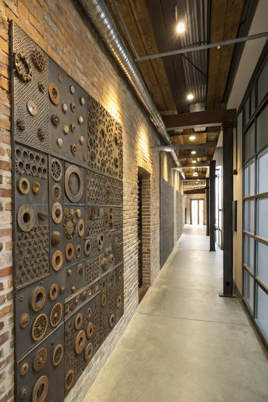 Nuts and bolts give mosaics an industrial and modern flair.