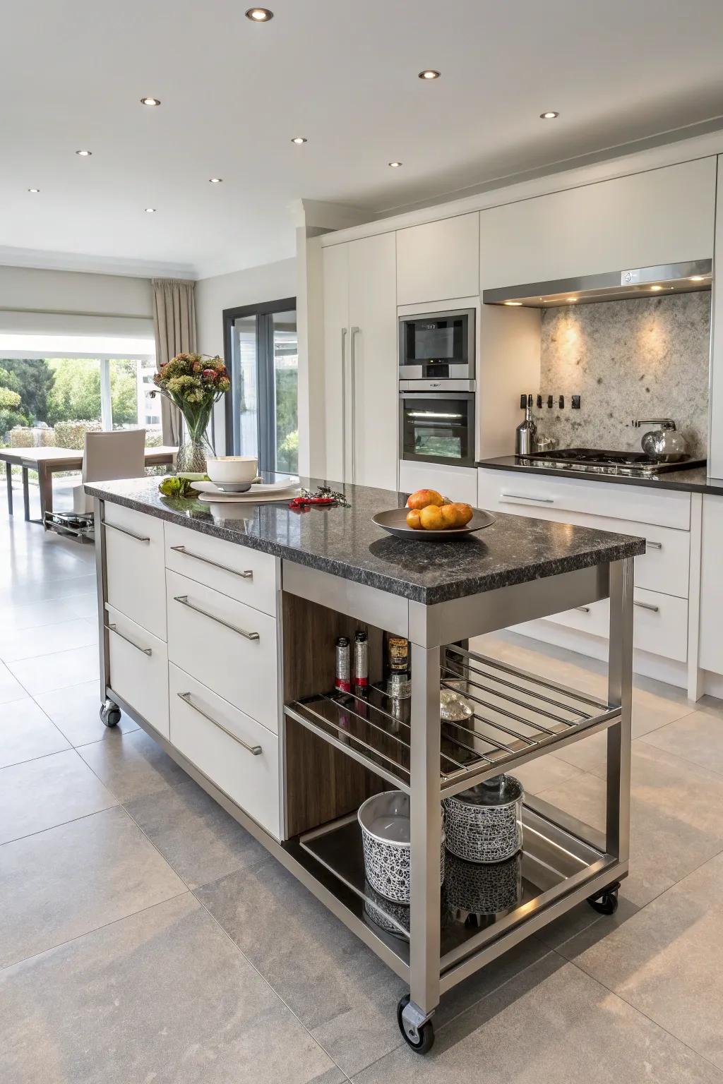 A tough and stylish island with a granite top