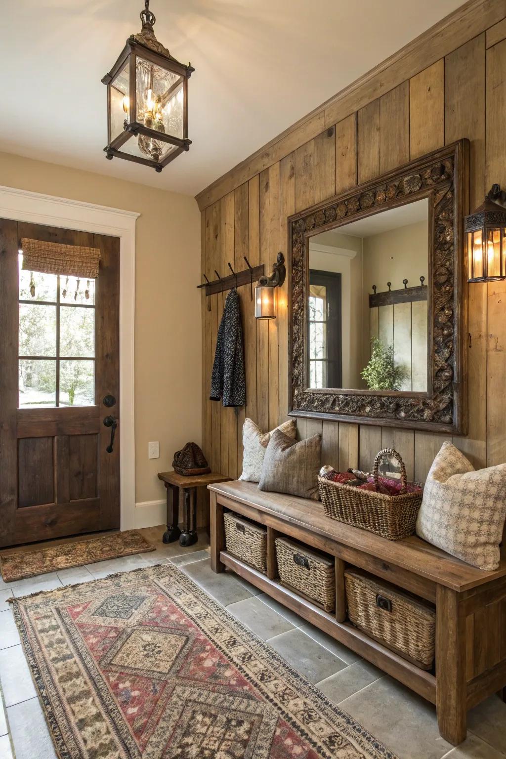 Classic touches introduce character and allure to the mudroom.