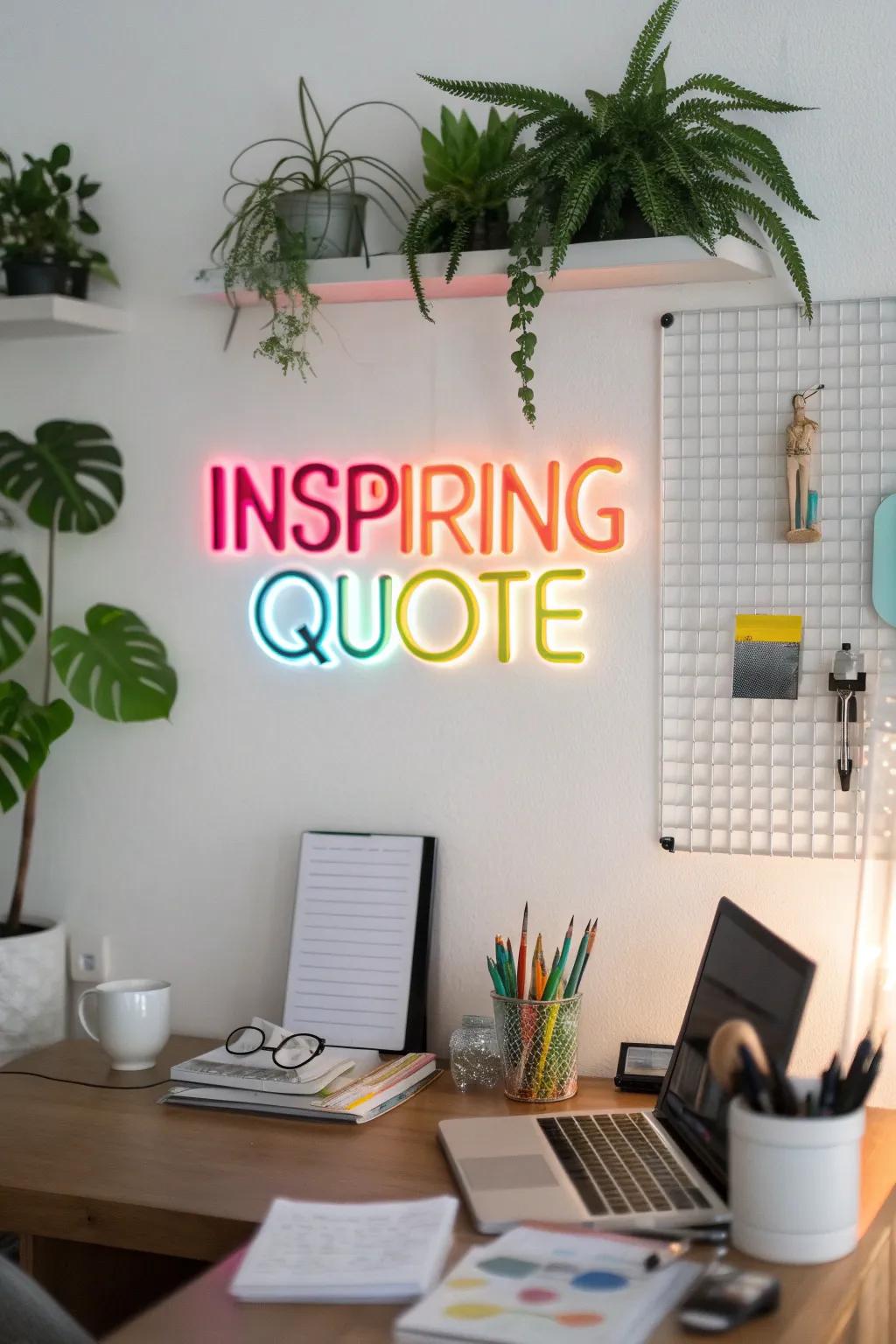 Stay inspired with neon quotes.