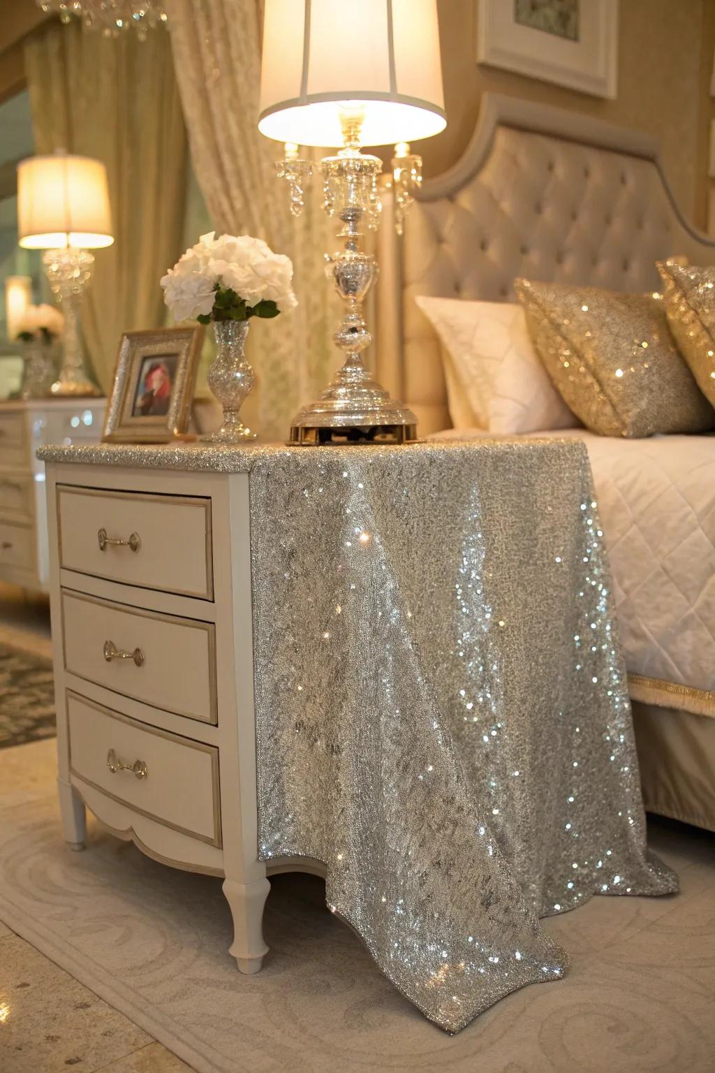 Sequin covers add a sparkling touch of glam.