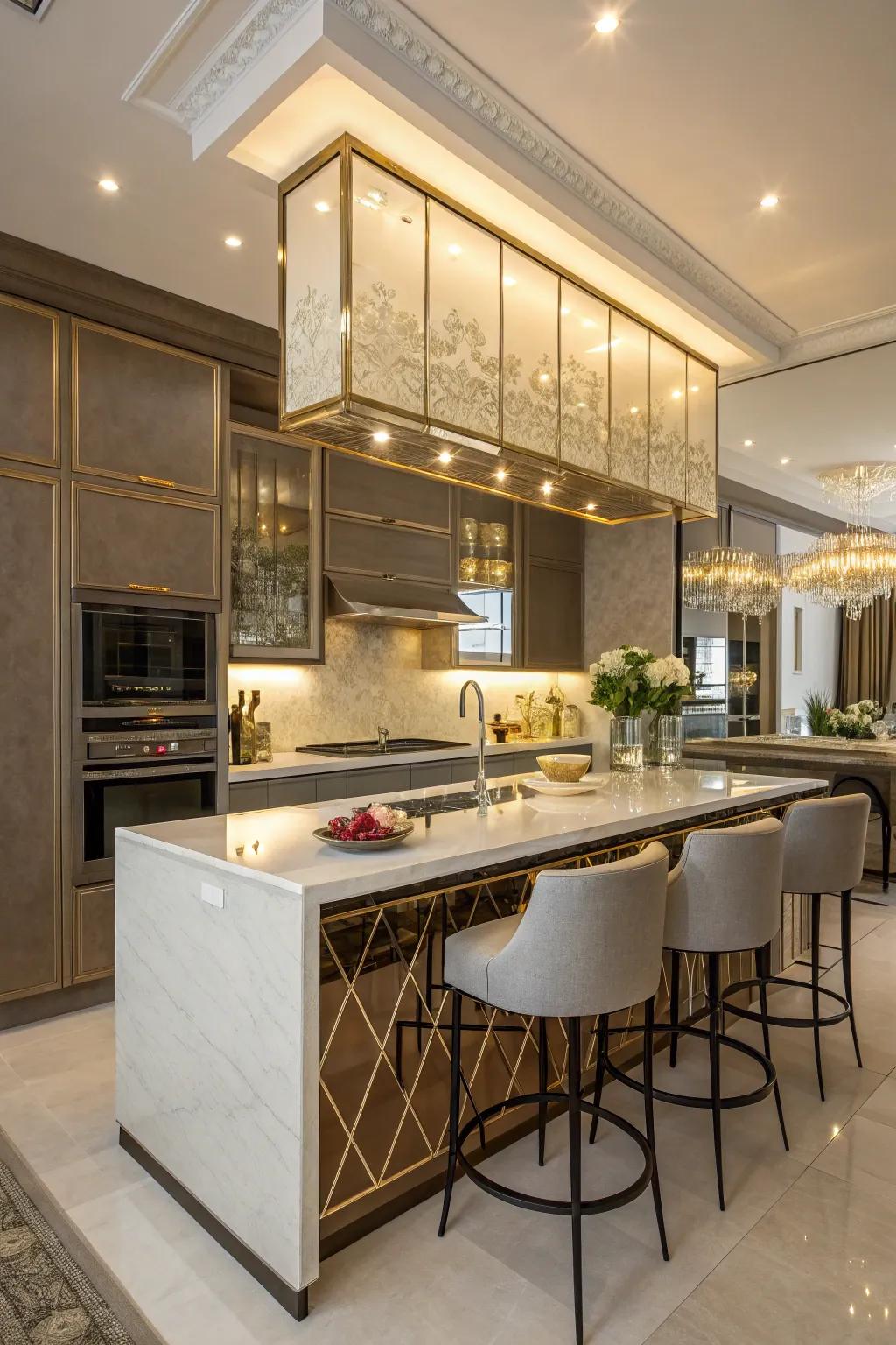 Mirrored backsplashes add glamour and make kitchens feel larger and more open.