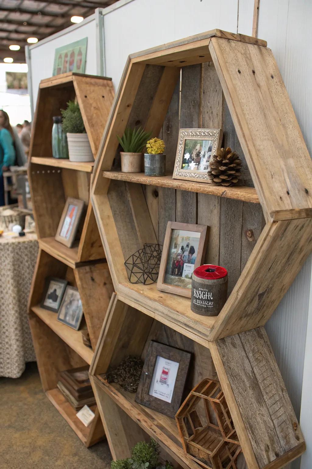 DIY octagon shelves add a personal touch to your space.