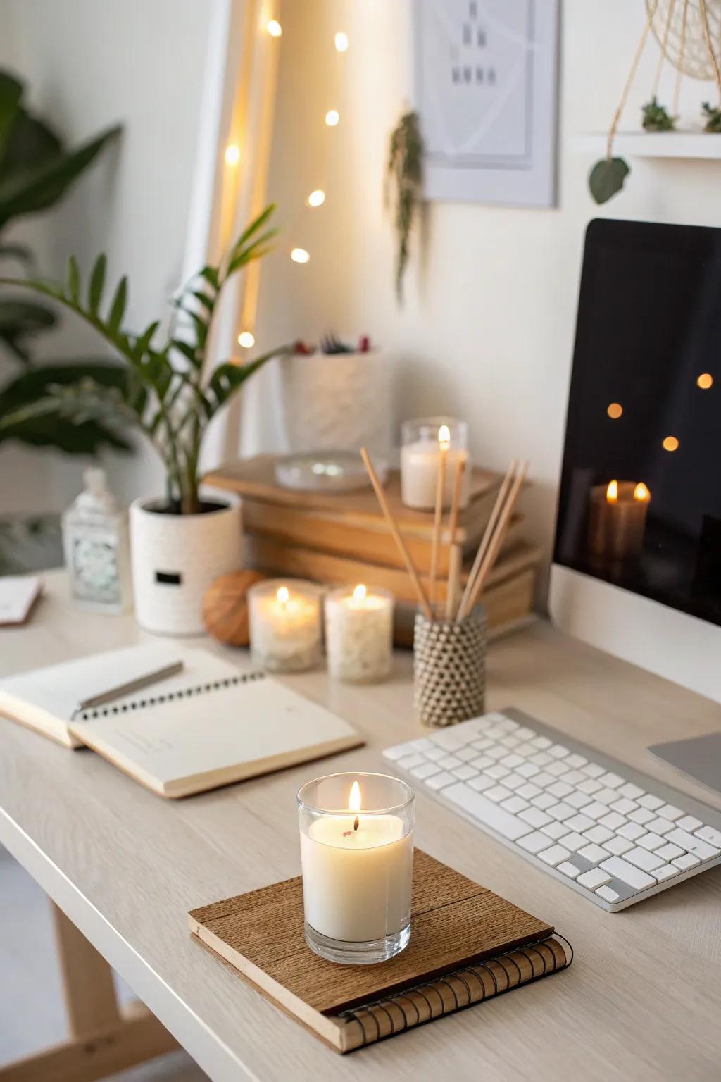 Enhance your workspace with calming scents.