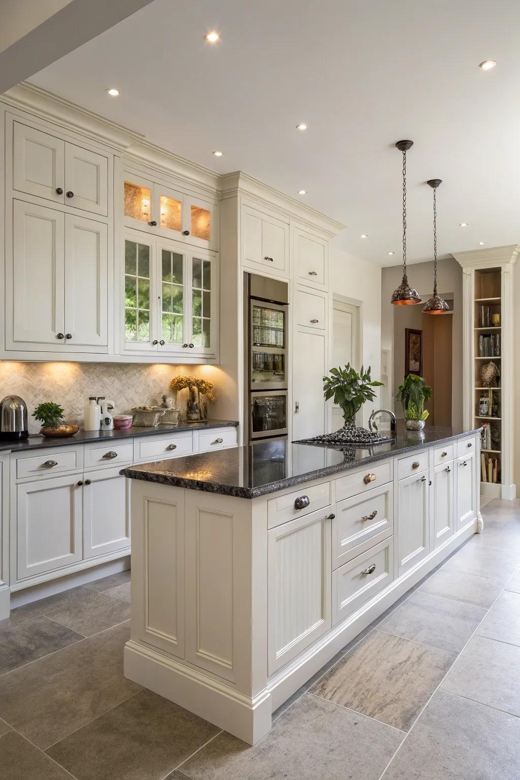 High cabinets maximize vertical space, delivering ample space options.