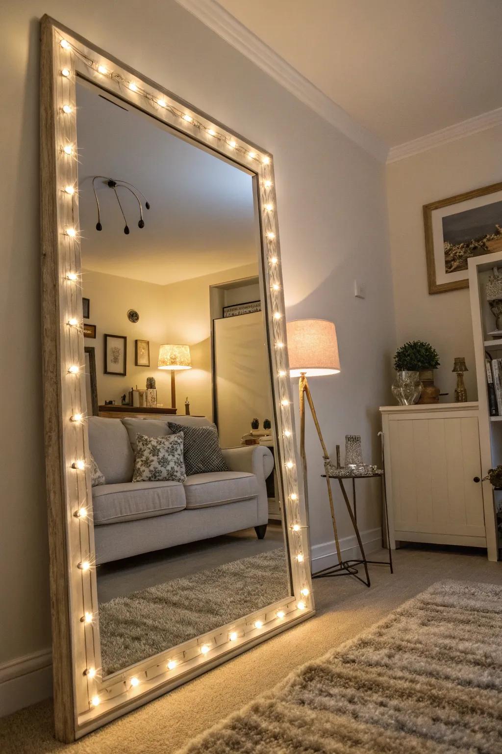 Mirrors add depth and brightness to small rooms.