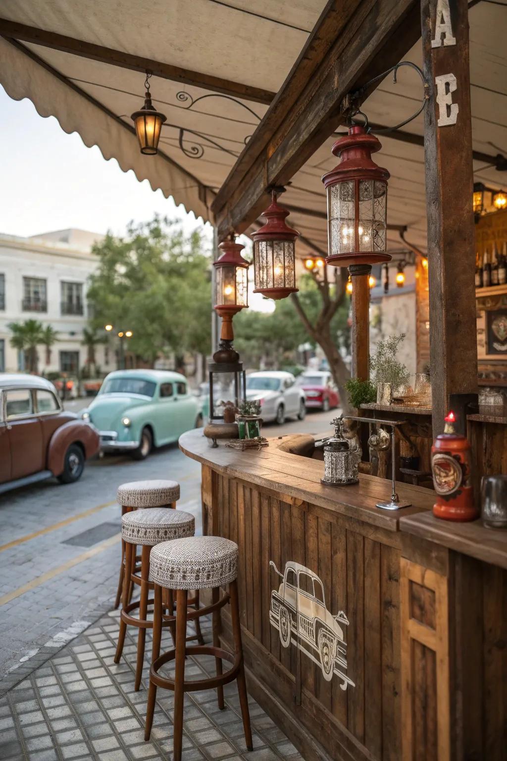 Vintage elements add character and history to the bar.