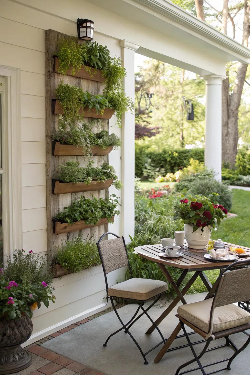 Freshness and greenery with a vertical garden.