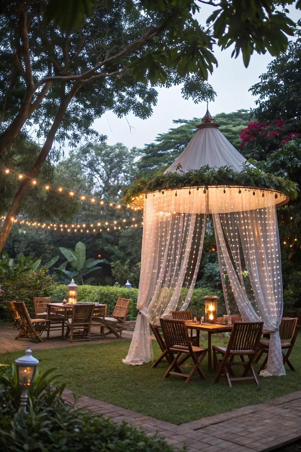 Soaring canopy conjures a magical and captivating outdoor atmosphere.
