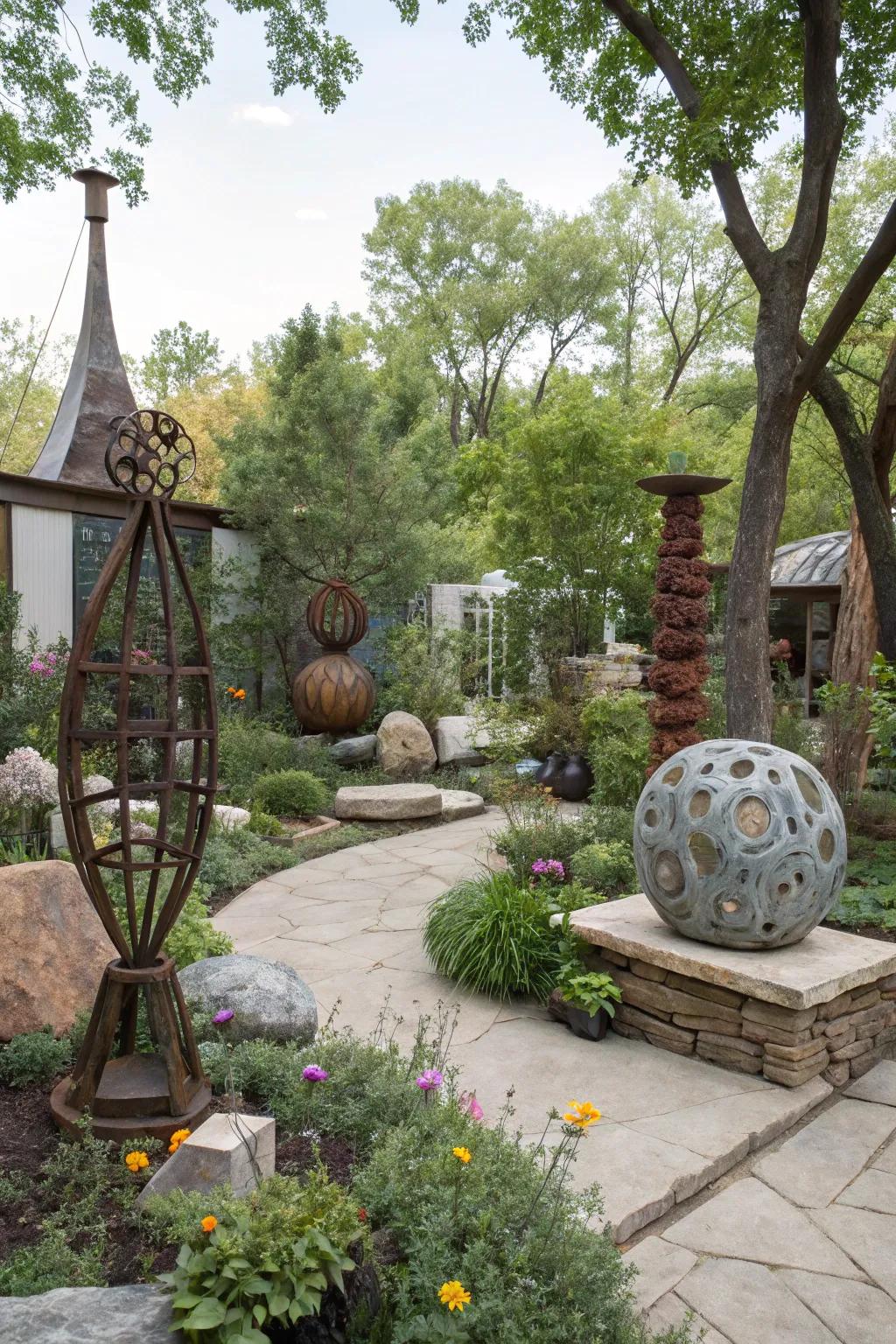 Artistic details introduce personality and conversation starters to your outdoor retreat.