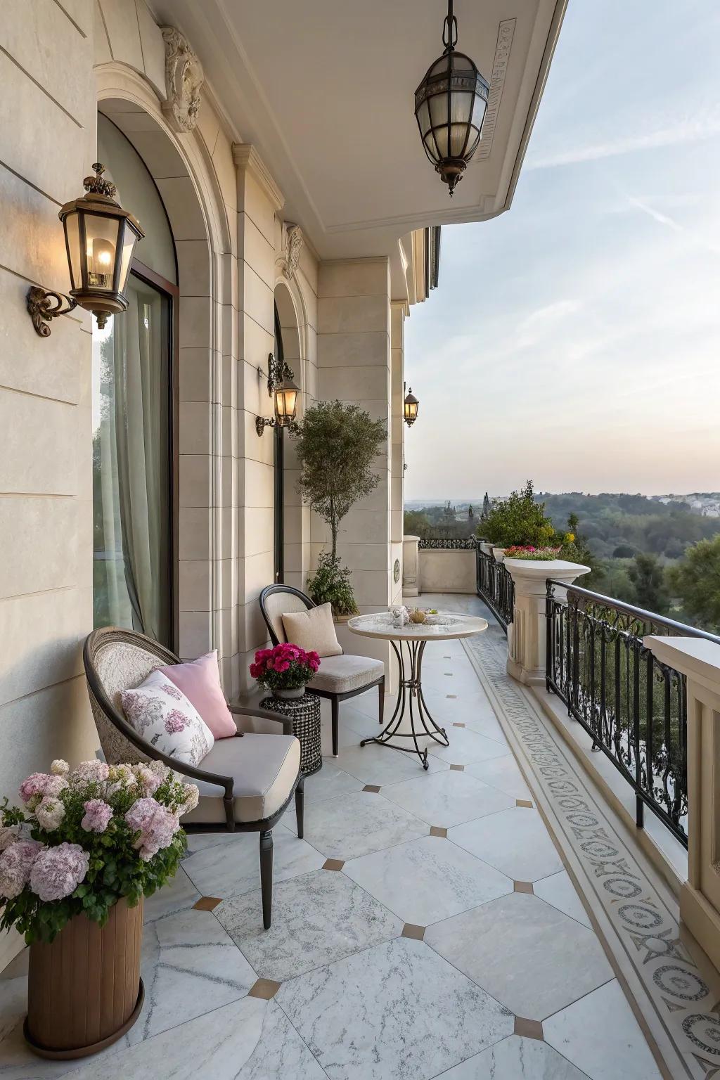 Add a touch of luxury with marble-look tiles.