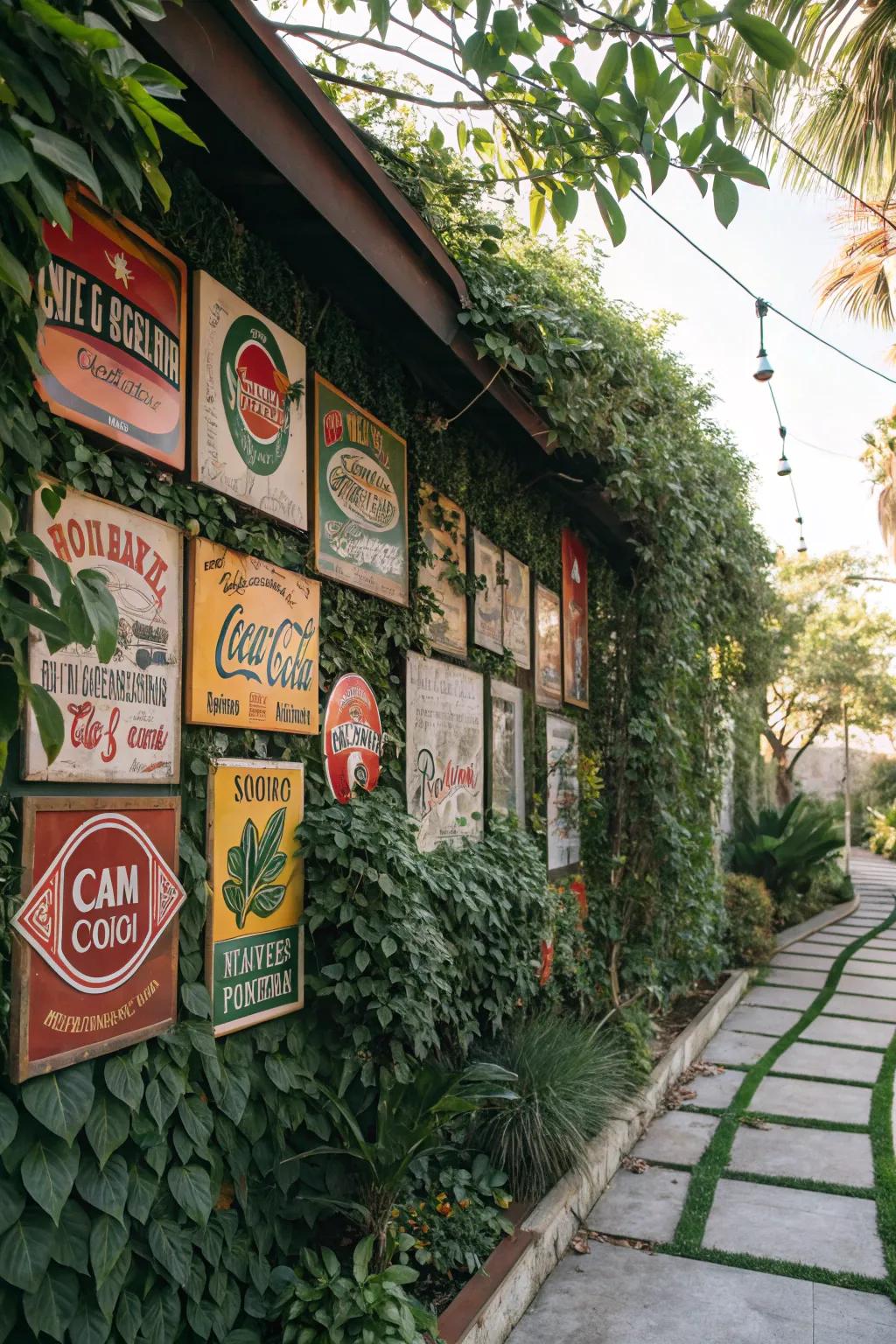 Vintage signs exude a charming and nostalgic sensation within your space.