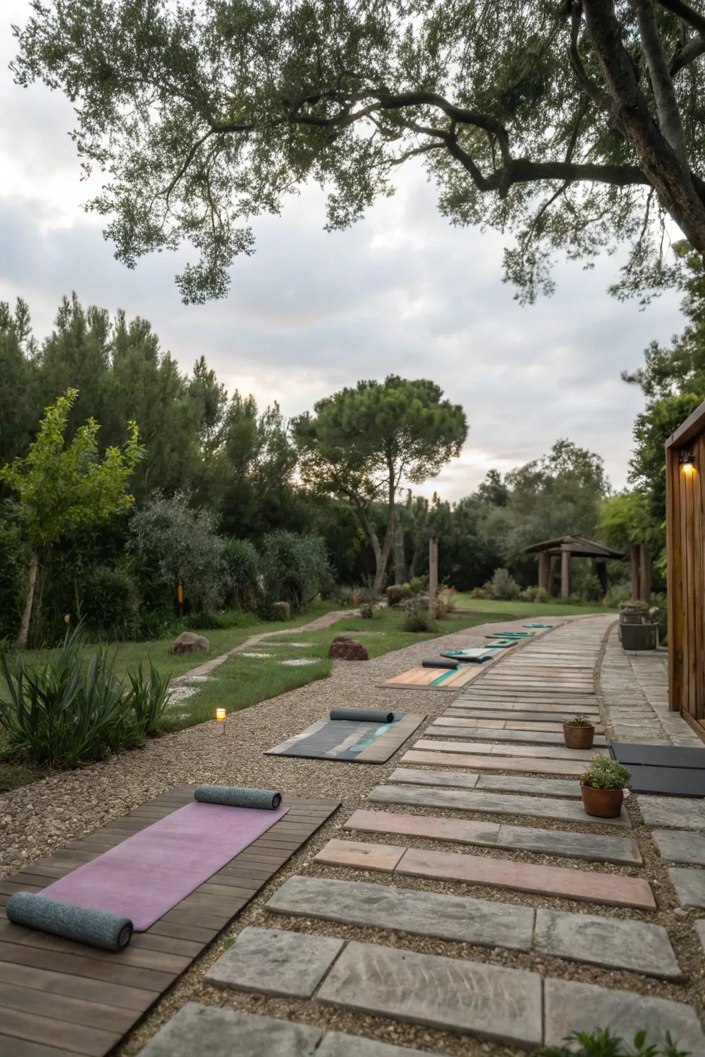 Fun paths make you want to explore your yoga space.