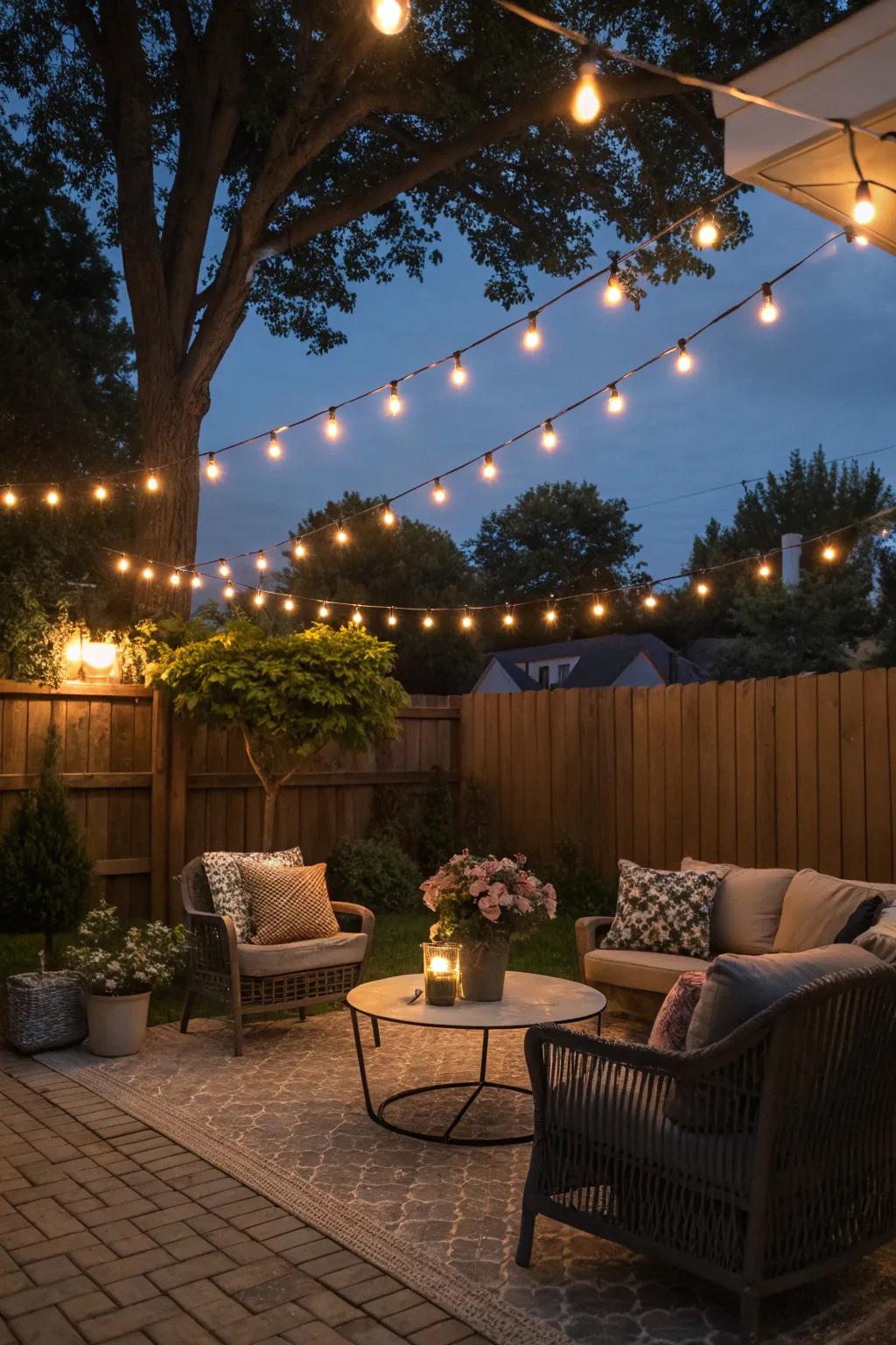 String lights transform your patio into an enchanting space.