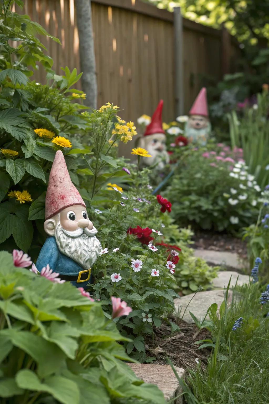 Garden pixies bring whimsy and charm to the pet memorial garden.