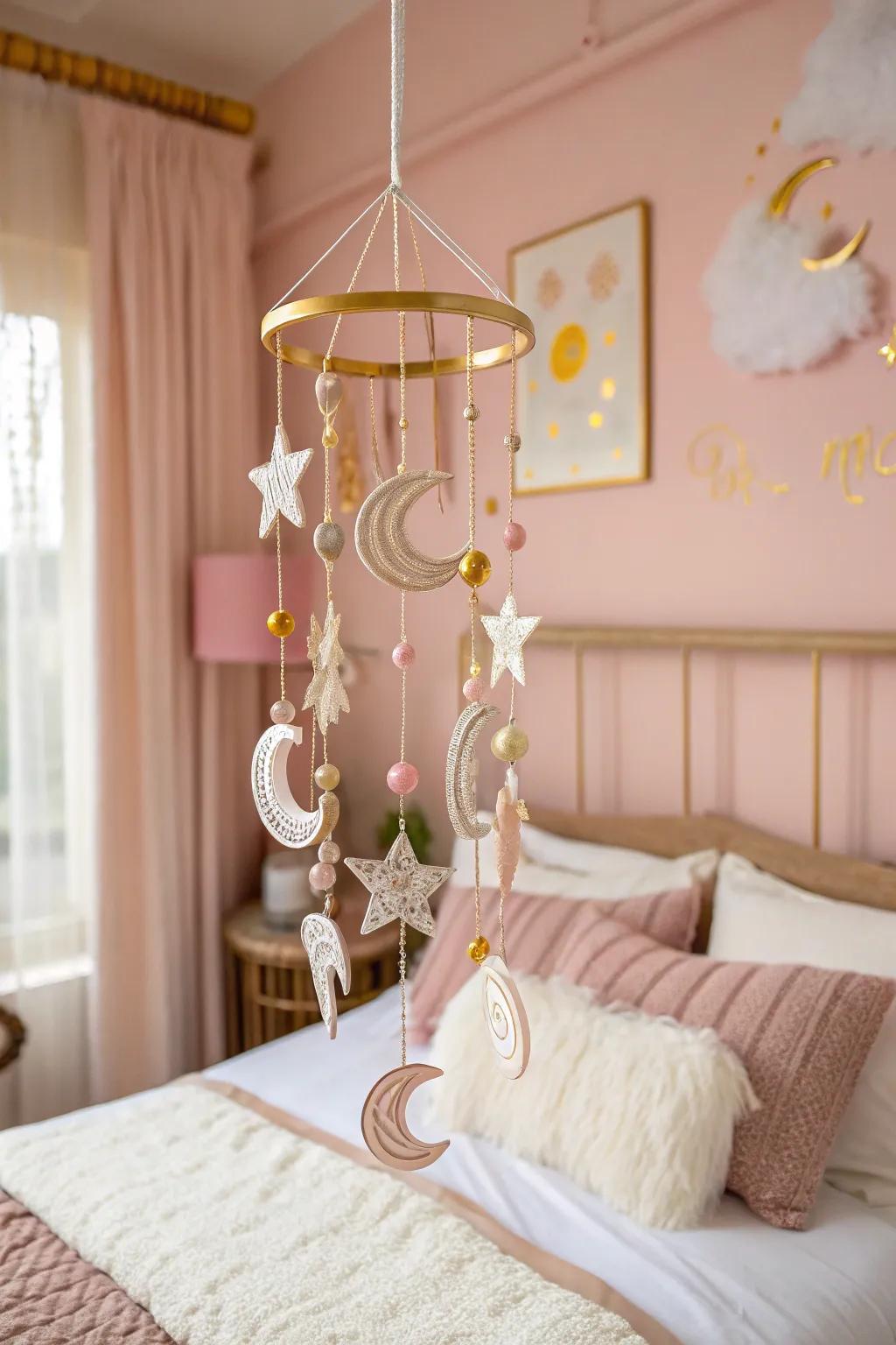 A dreamlike mobile inspires imagination and serenity.