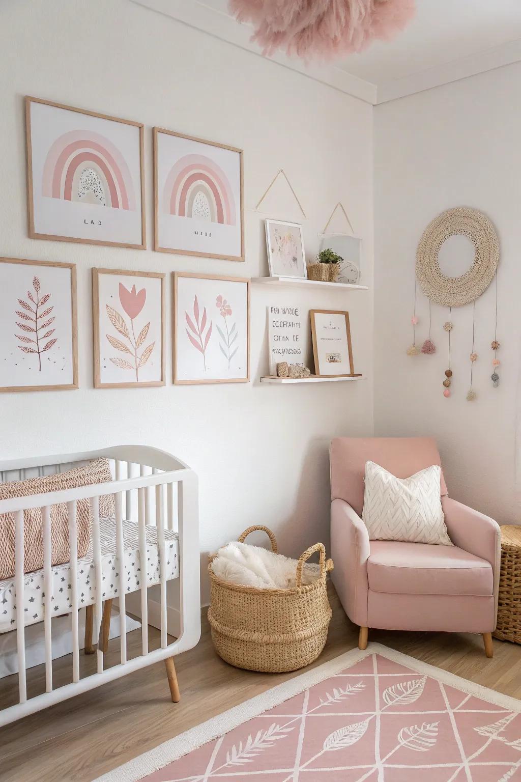 Minimalist art adds elegance and simplicity to the nursery.