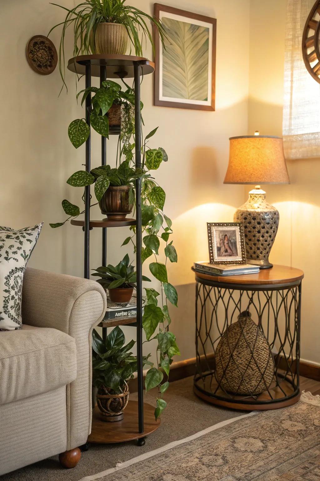 Blend function and fun using versatile plant stands.