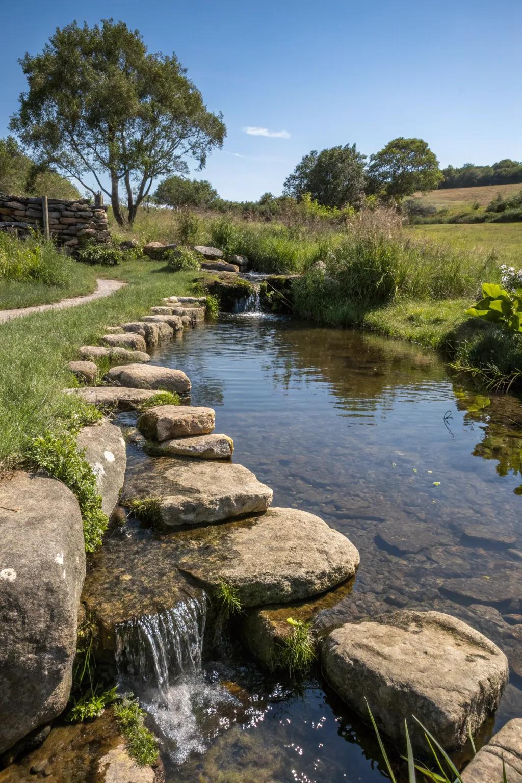 Rustic blueprints usher a captivating countryside sensation into your pond stream.
