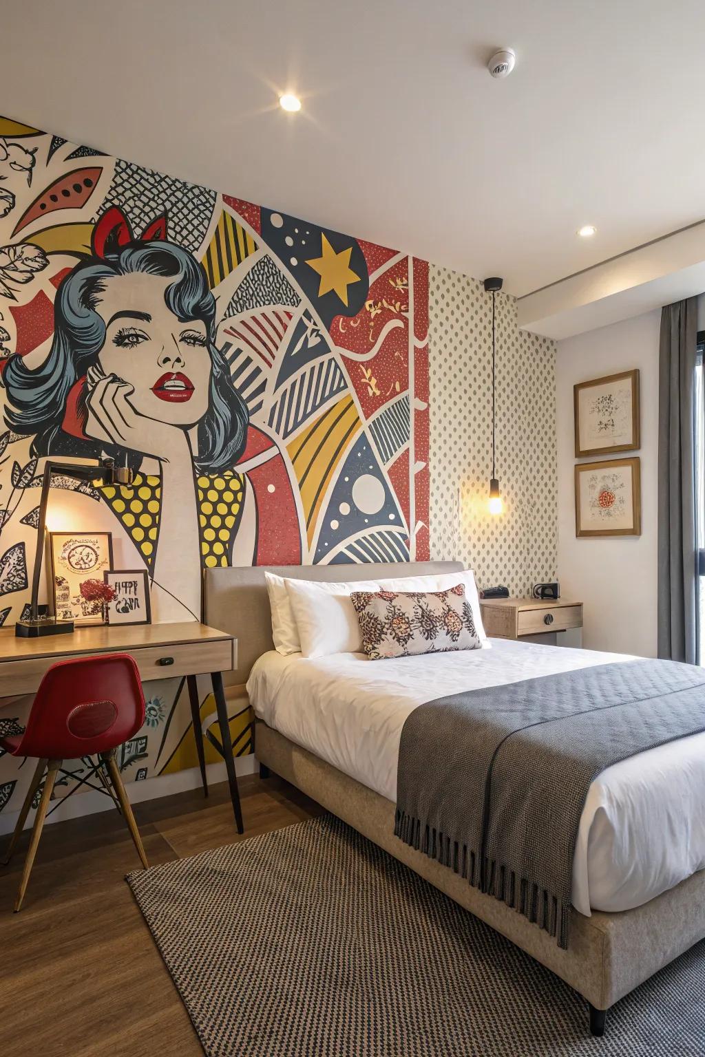 Change spaces with bold pop art surfaces.