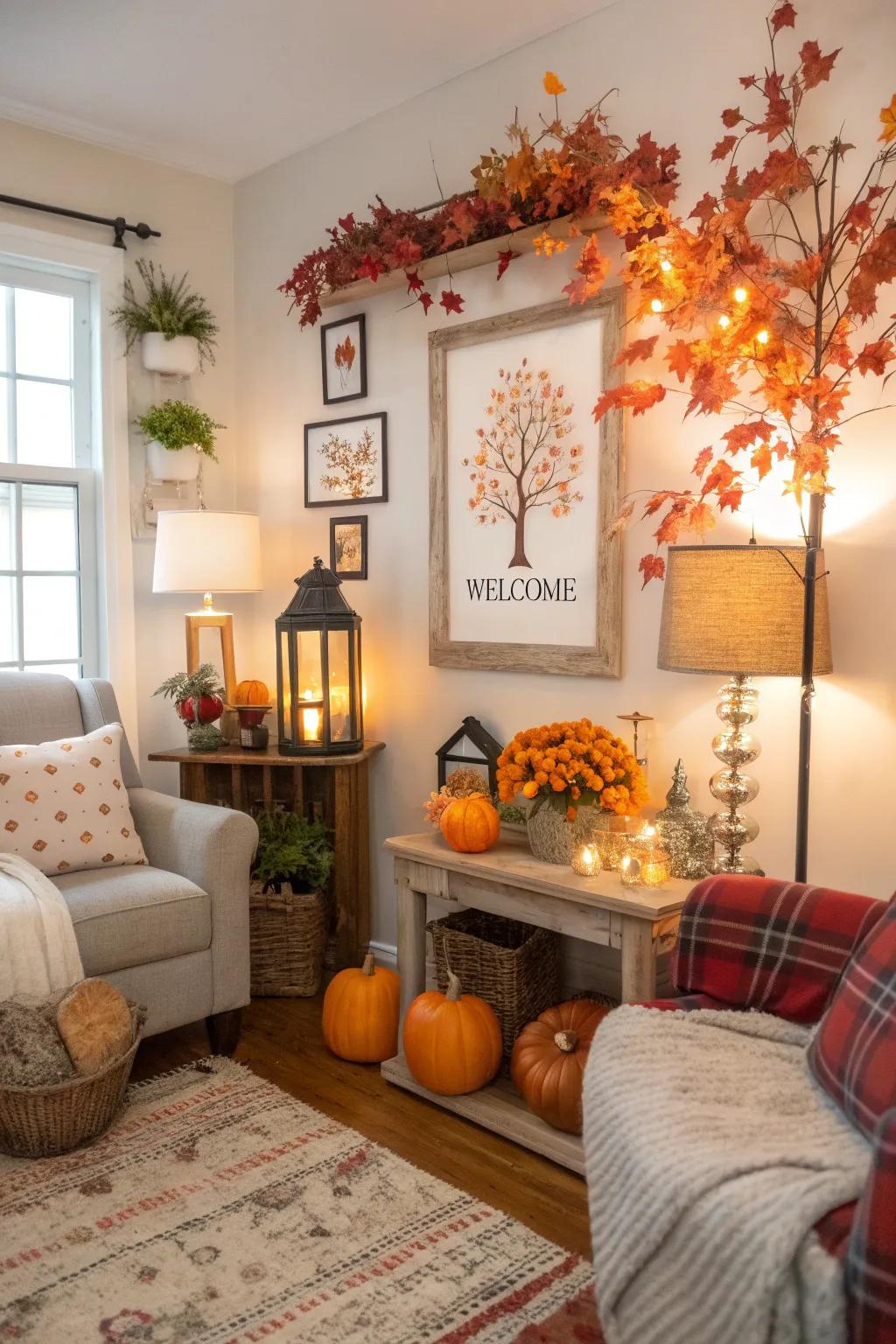 Seasonal name posters refreshing a living room decor with festive charm.