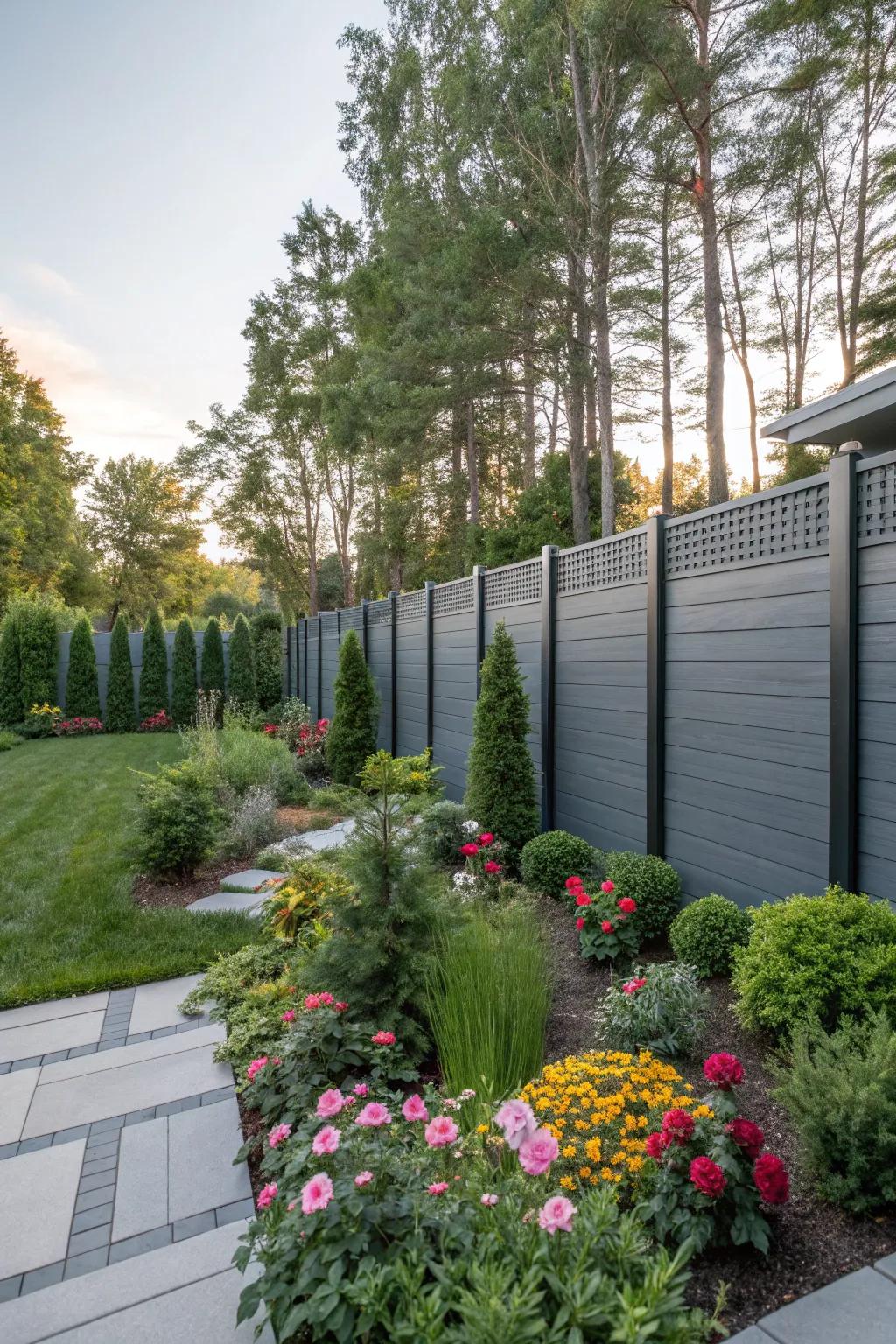 Composite fencing provides durability with minimal upkeep.